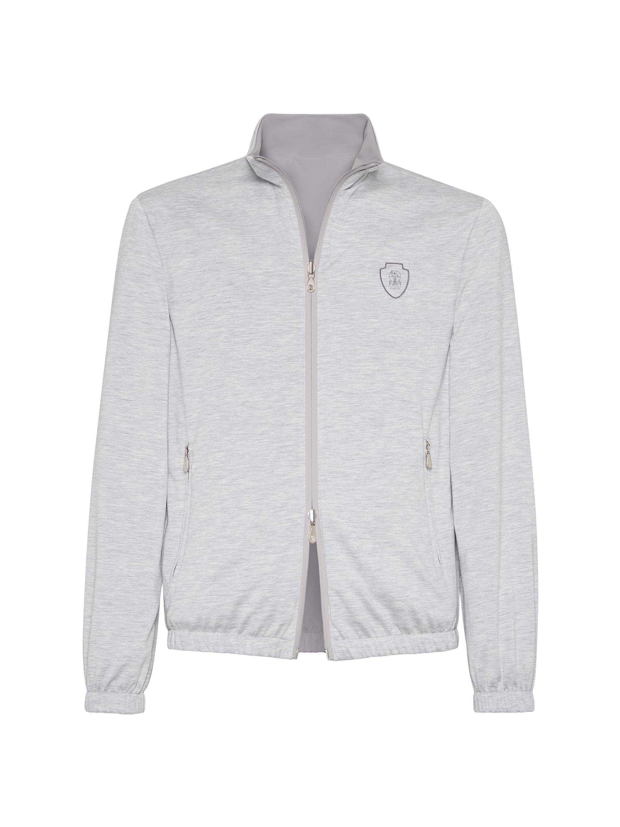 Brunello Cucinelli Men's Silk and Cotton Jersey Reversible Outerwear Jacket - Light Grey