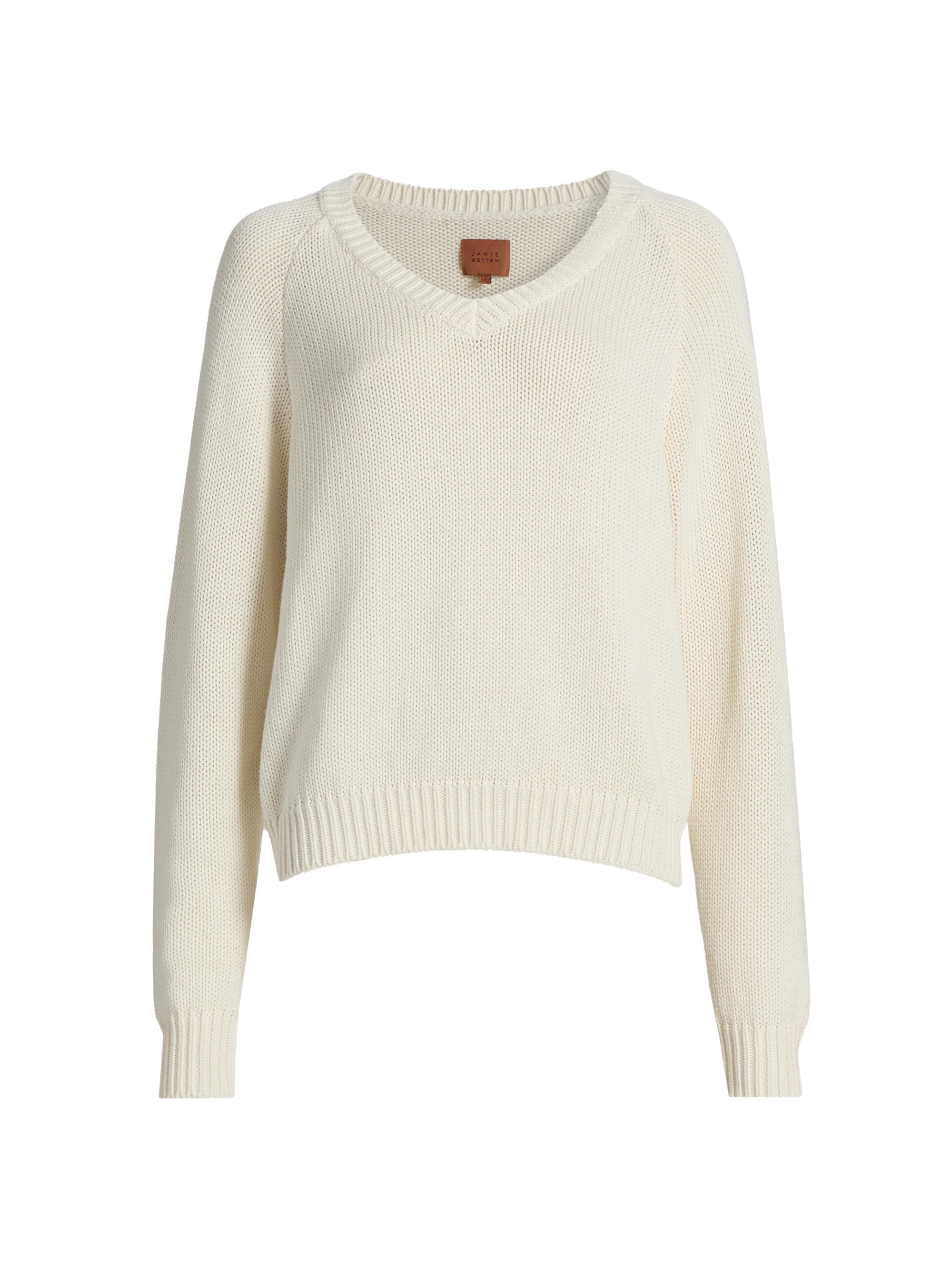Jamie Haller Women's The V Fave Cashmere-Cotton Sweater - Ecru