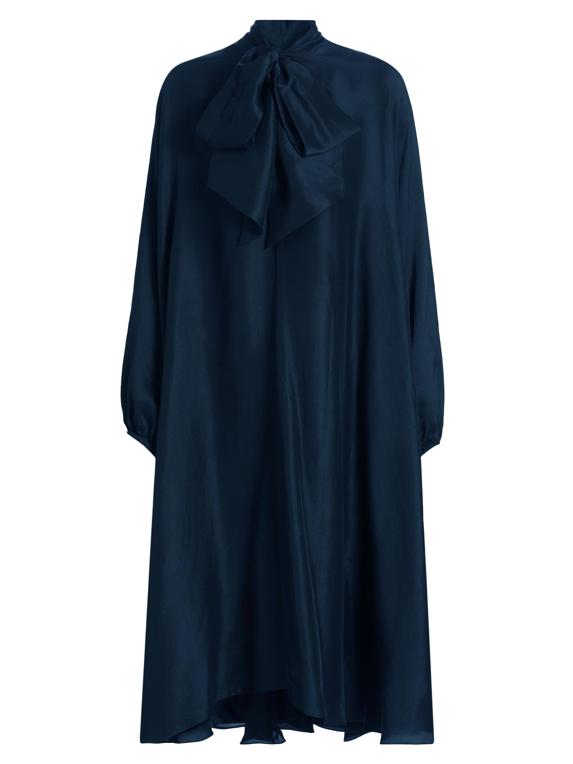 Azeeza Women's Emlyn Silk Tie-Neck Midi-Dress - Navy