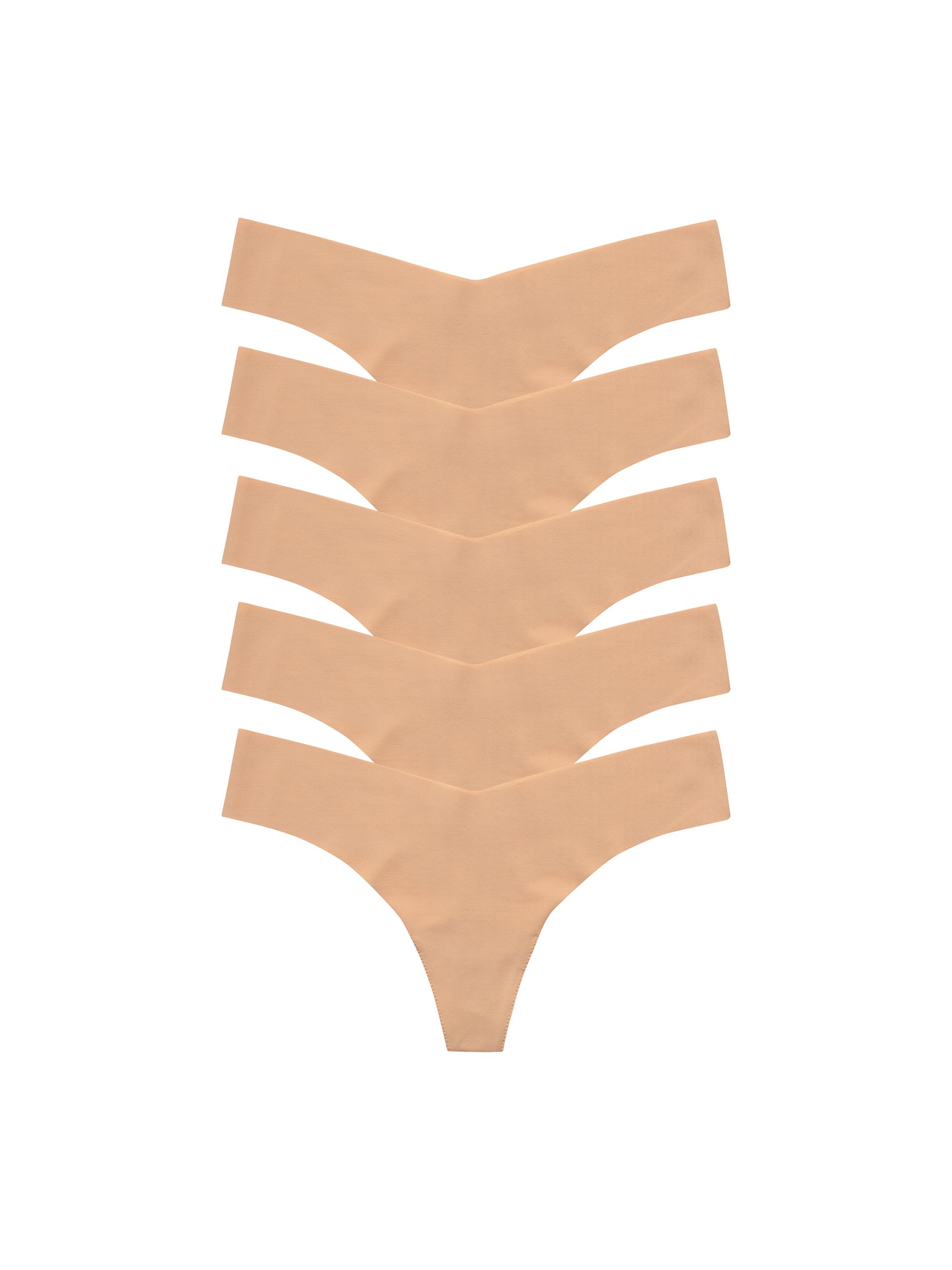 Commando Women's Microfiber 5-Pack Thong Set - Beige