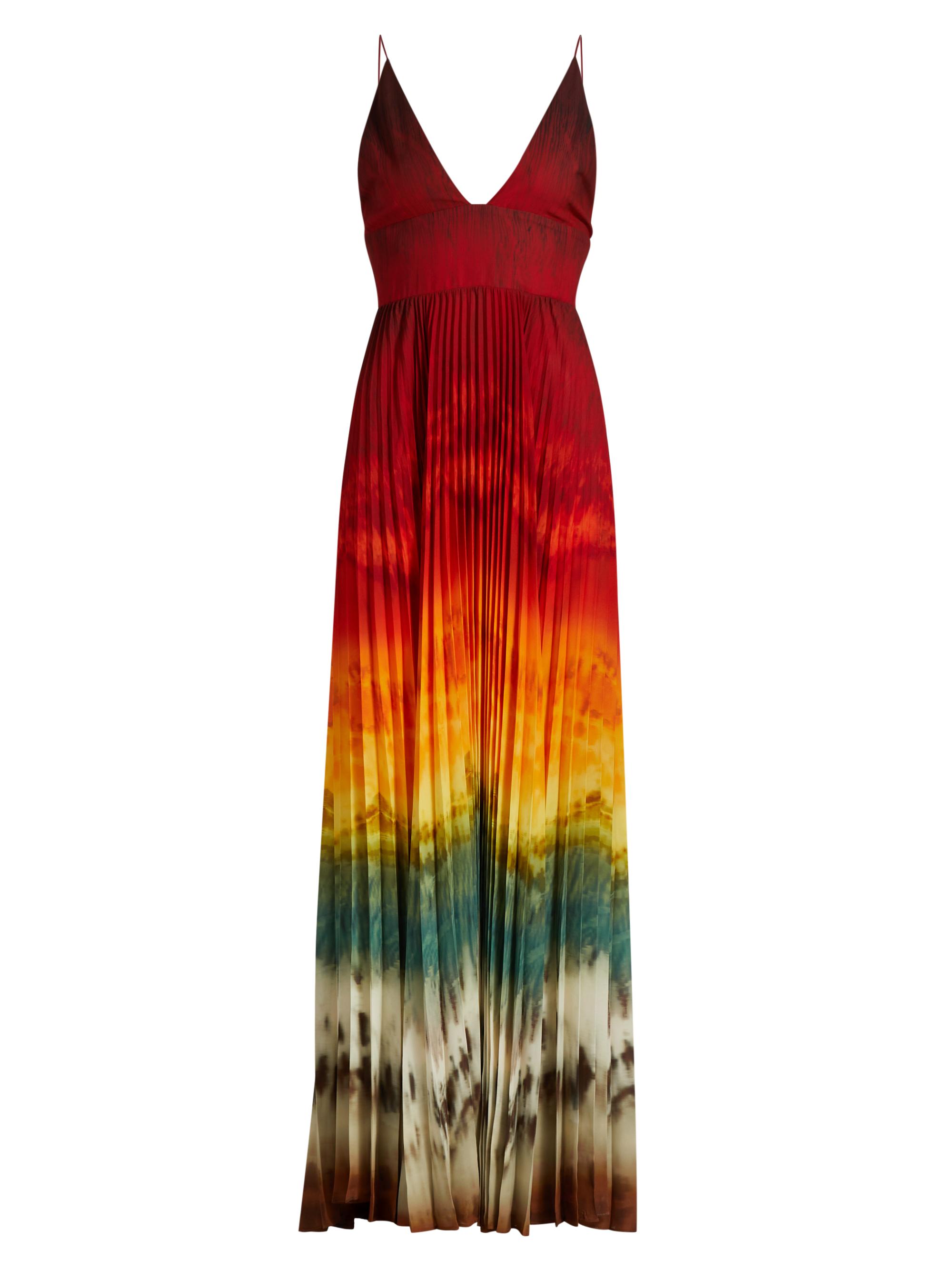 ALICE + OLIVIA Women's Lauren Pleated Tie-Dye Maxi Dress - Crystal Tie Dye
