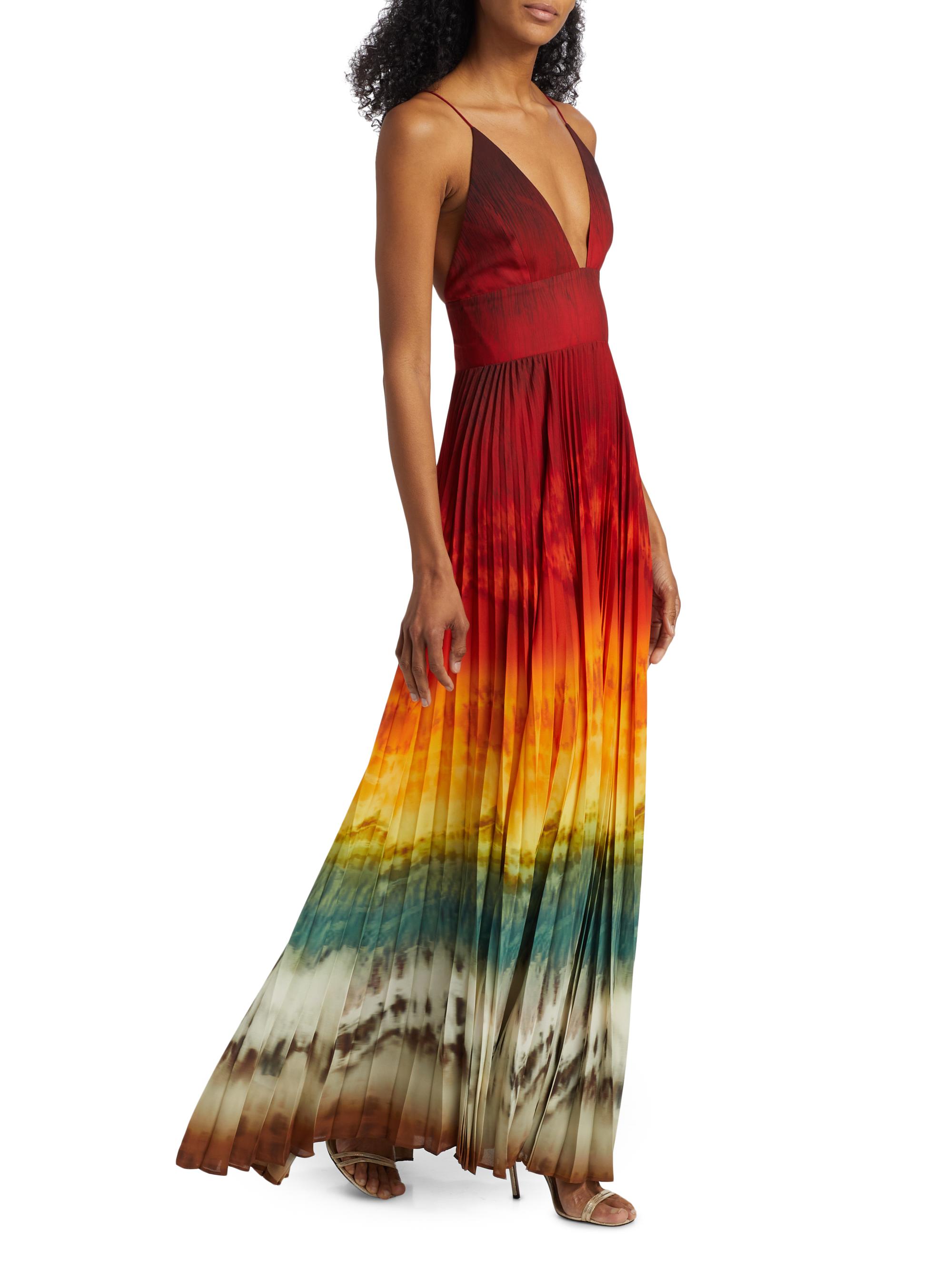 Alice + Olivia Lauren Pleated Tie-Dye Maxi Dress | Saks Fifth Avenue