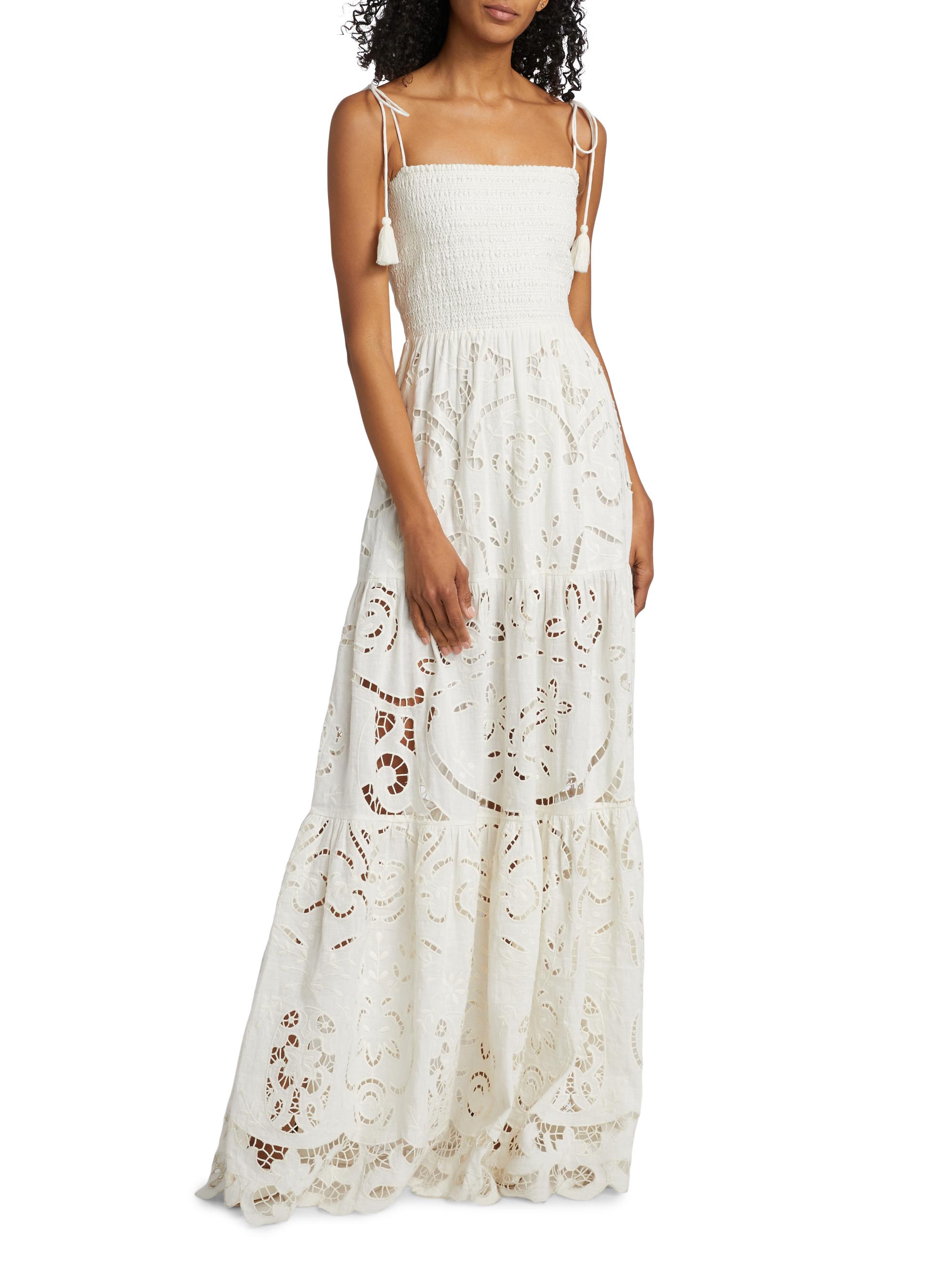 ALICE + OLIVIA Marna Eyelet Tiered Maxi Dress | Saks Fifth Avenue