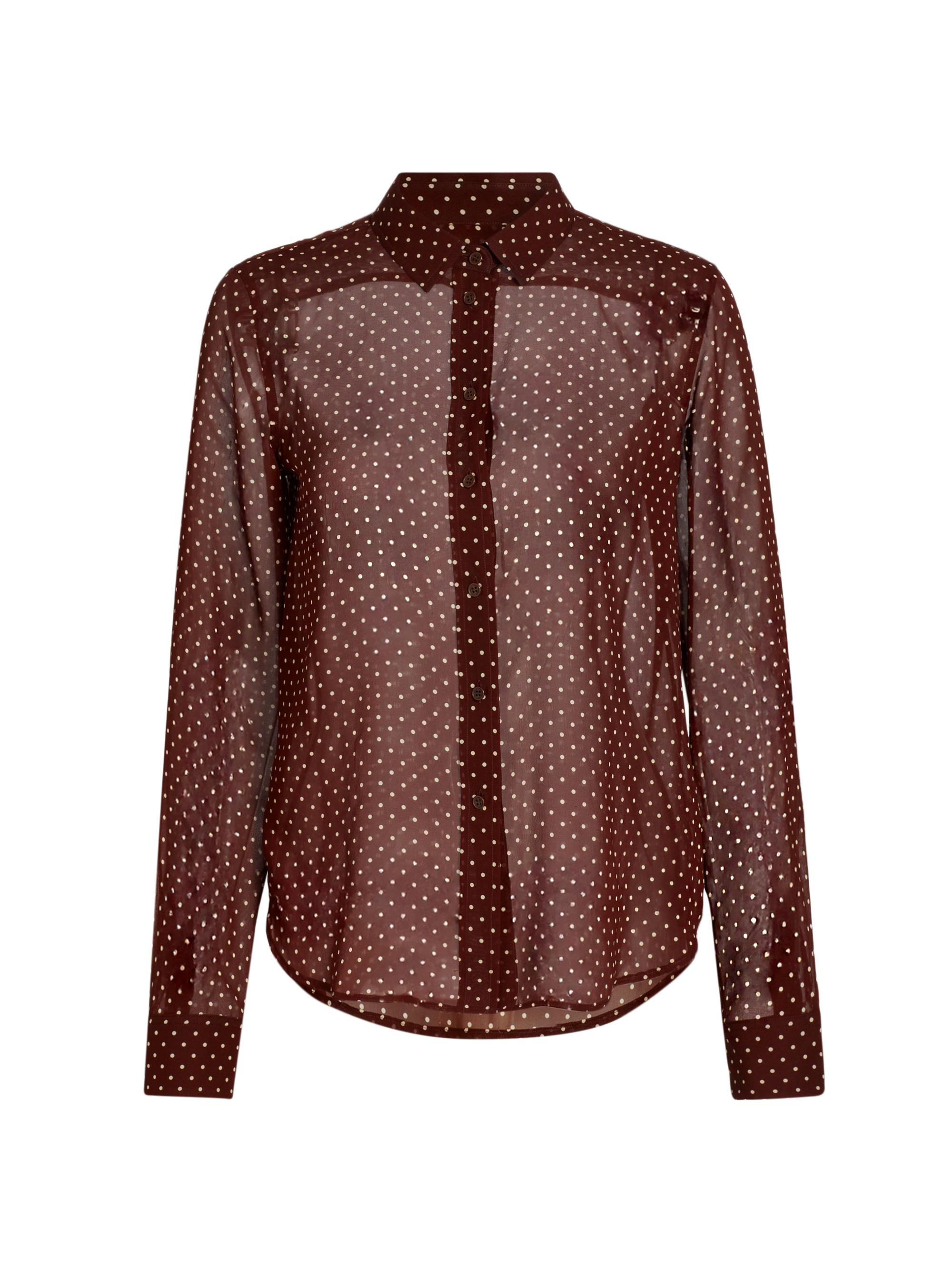 Nili Lotan Women's Gaia Silk Slim-Fit Shirt - Bordeaux Cream Dots