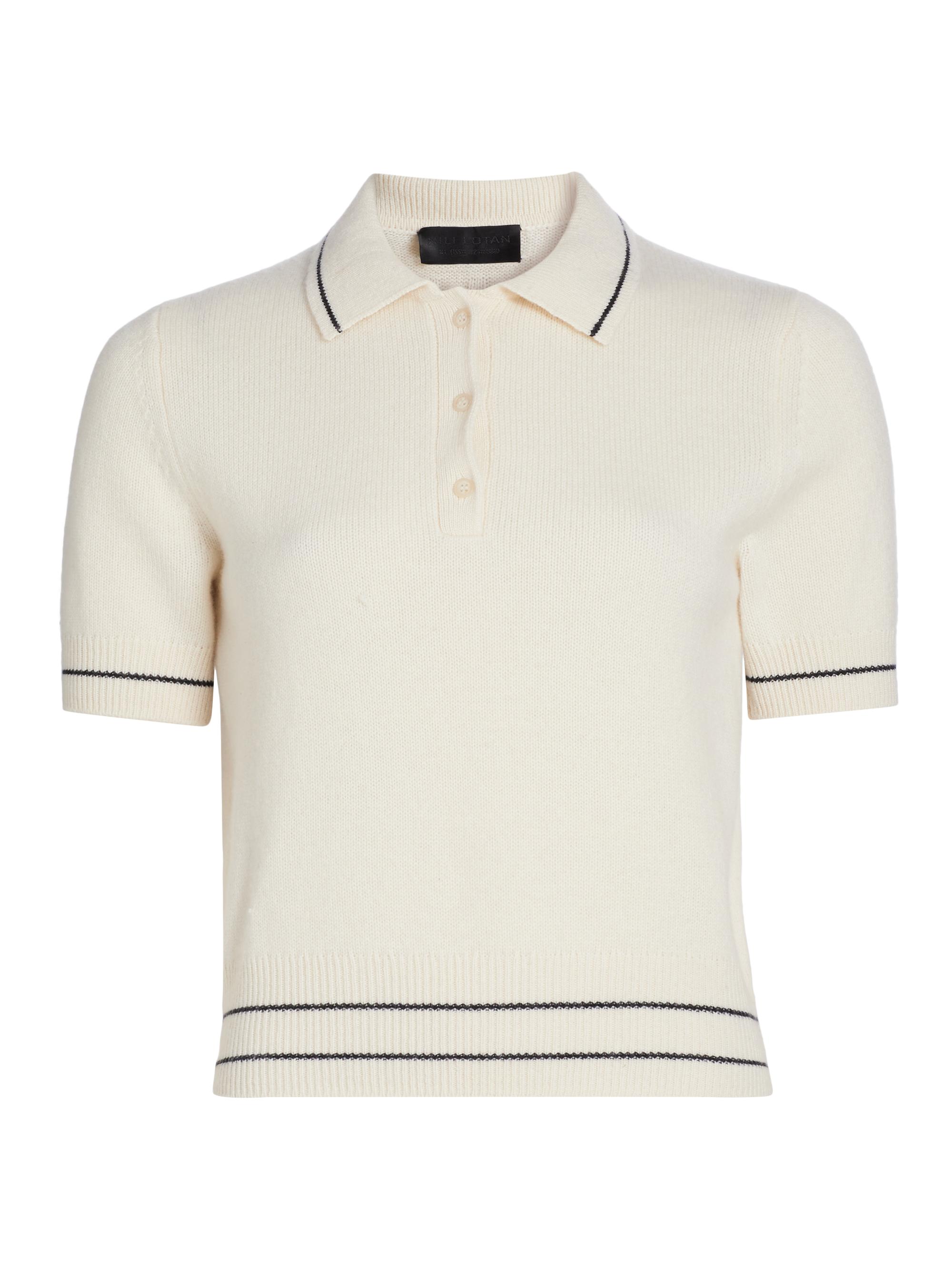 Nili Lotan Women's Carline Striped Polo Sweater -  Black