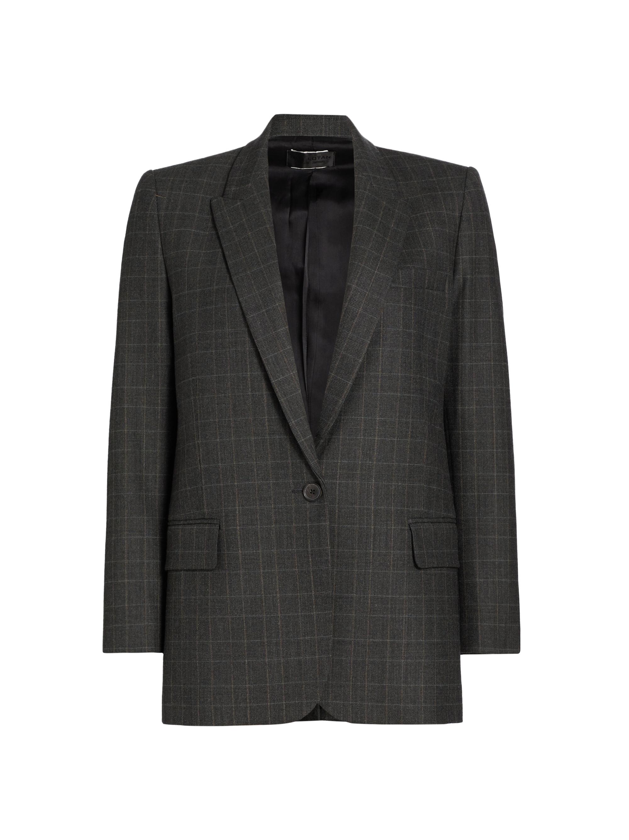 Nili Lotan Women's Diane Windowpane-Plaid Wool Blazer - Espresso Check