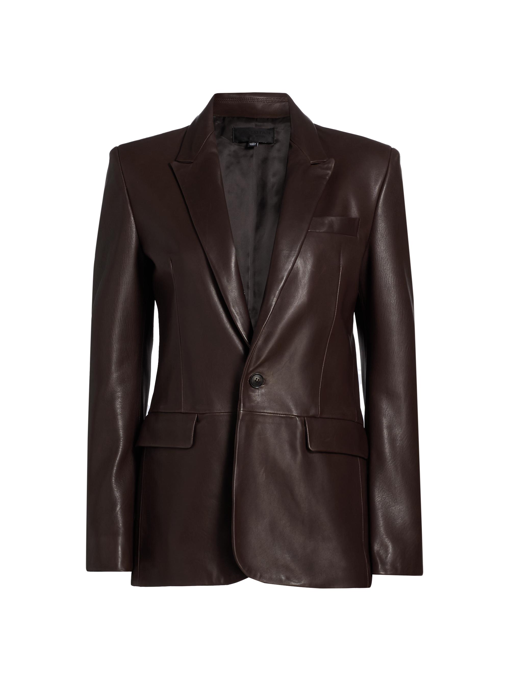 Nili Lotan Women's Belmonde Leather Tailored Blazer - Bordeaux