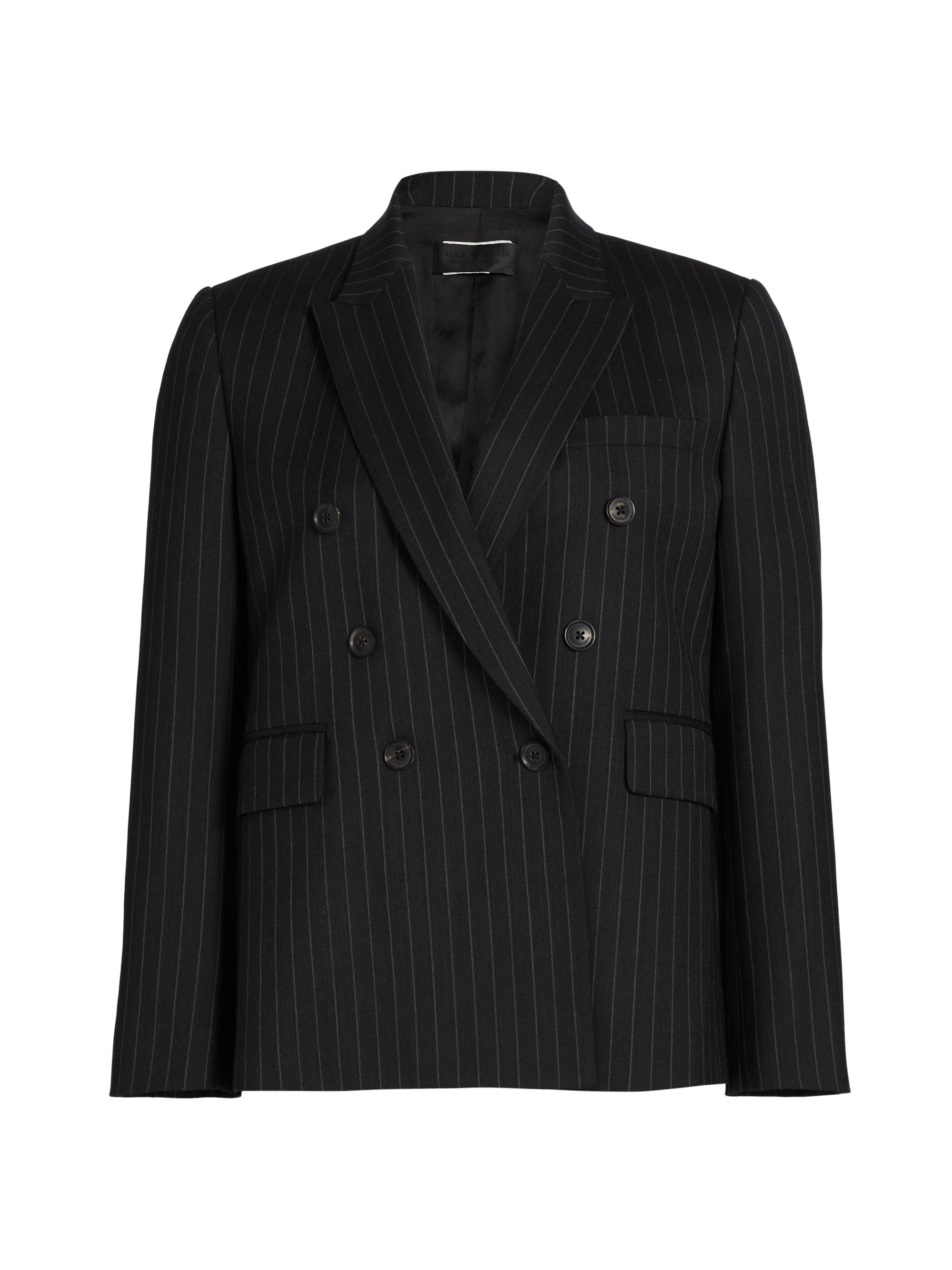 Nili Lotan Women's Duran Striped Stretch Virgin Wool Jacket - Dark Charcoal Pinstripe