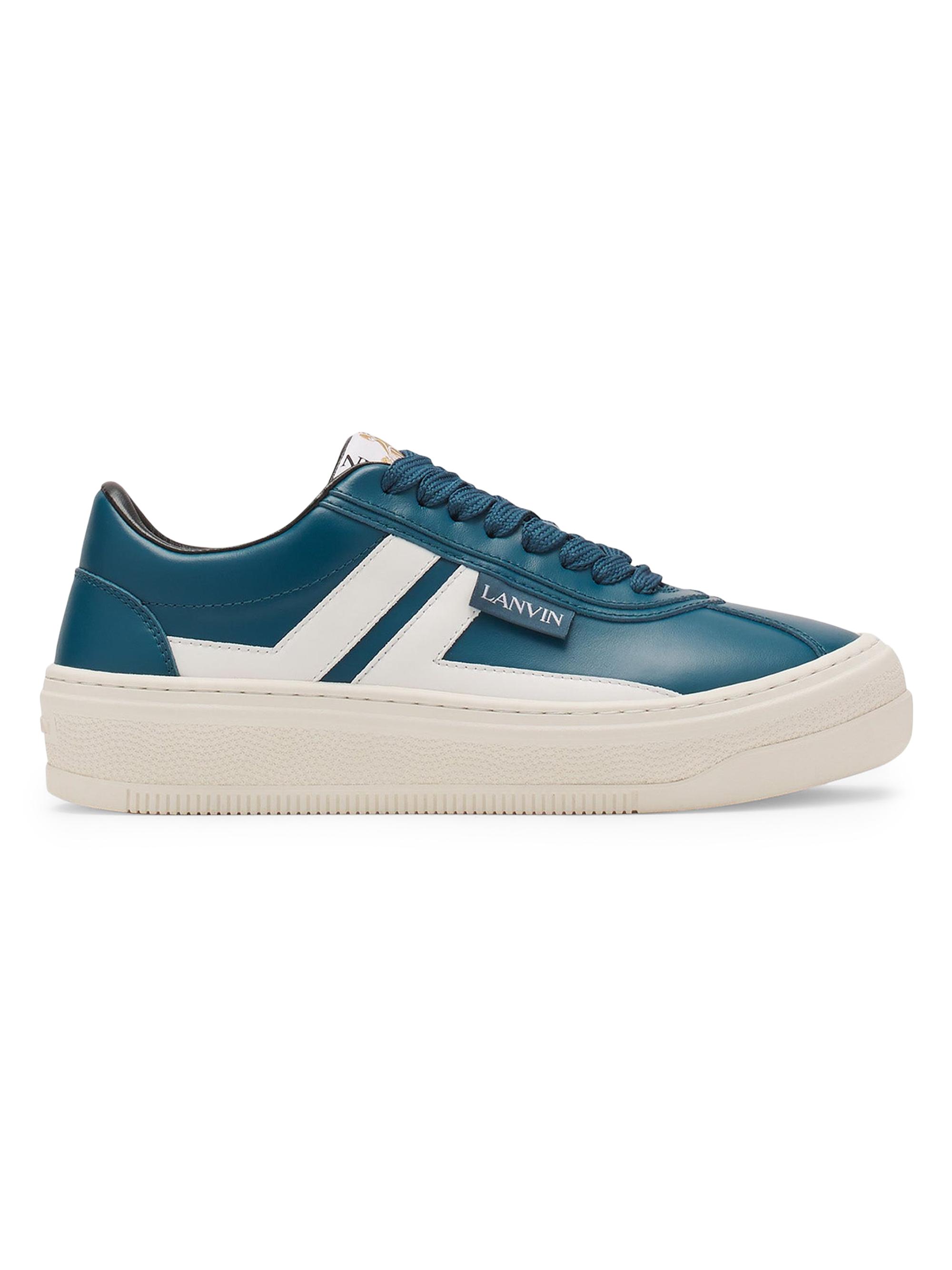 Lanvin Cash Leather Sneakers - Petrol Ecru