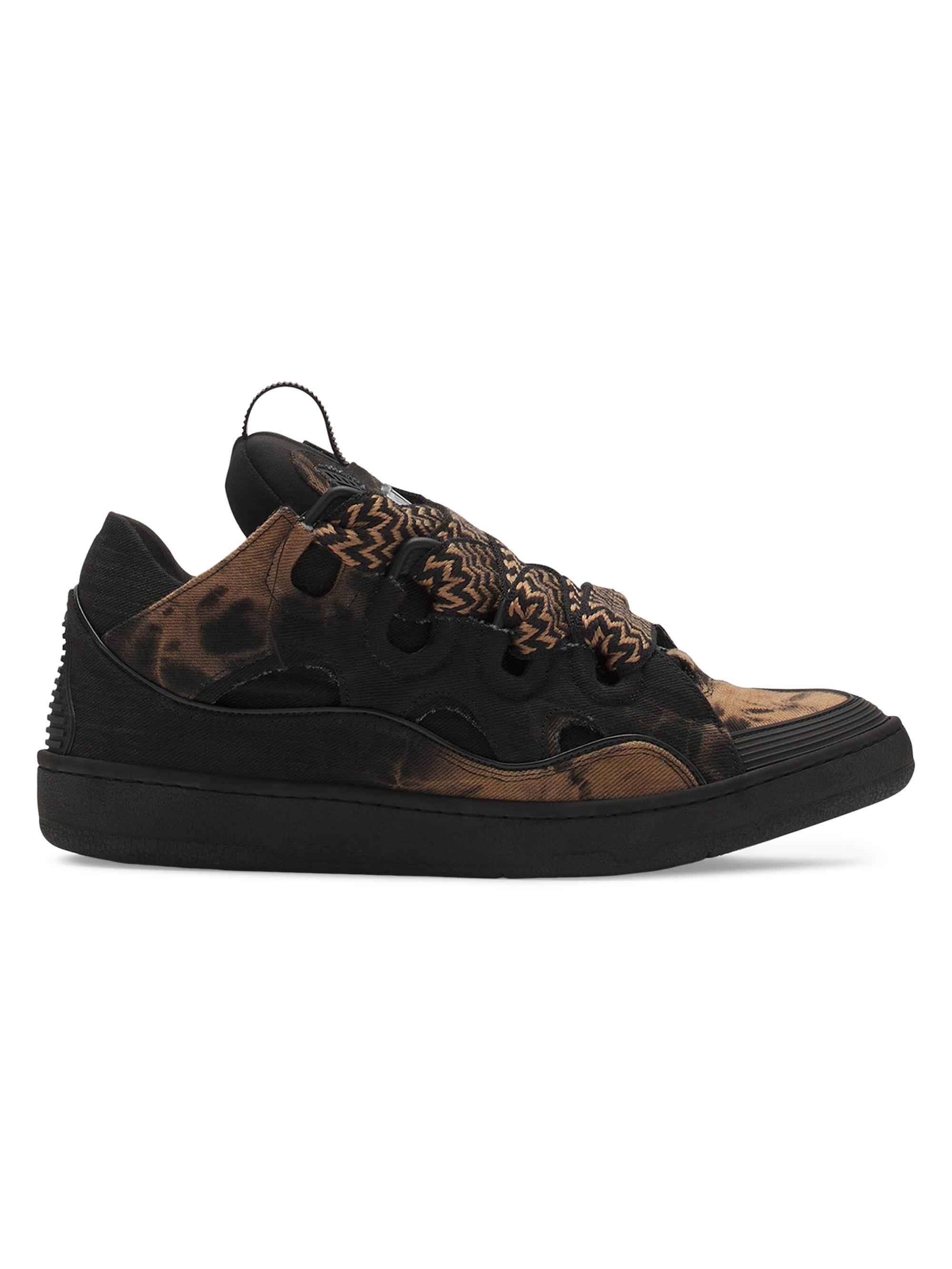 Lanvin Curb Washed Denim Sneakers - Black Beige