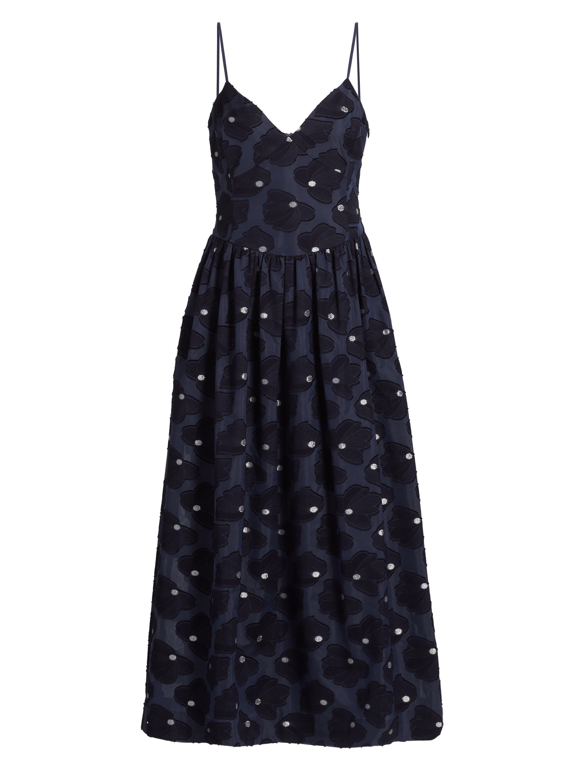 Tanya Taylor Women's Serena Floral-Embroidered Sweetheart Midi-Dress - Midnight