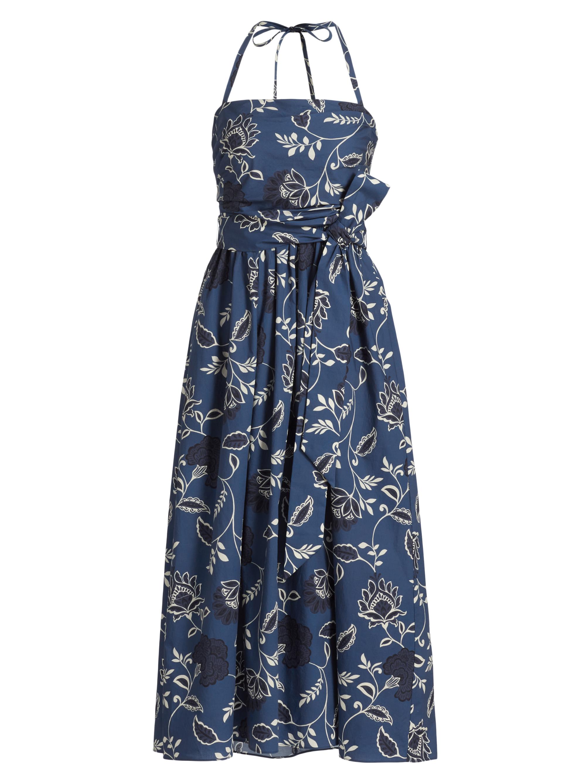 Tanya Taylor Women's Cassandra Cotton Tie-Waist Maxi Dress - French Blue Cream