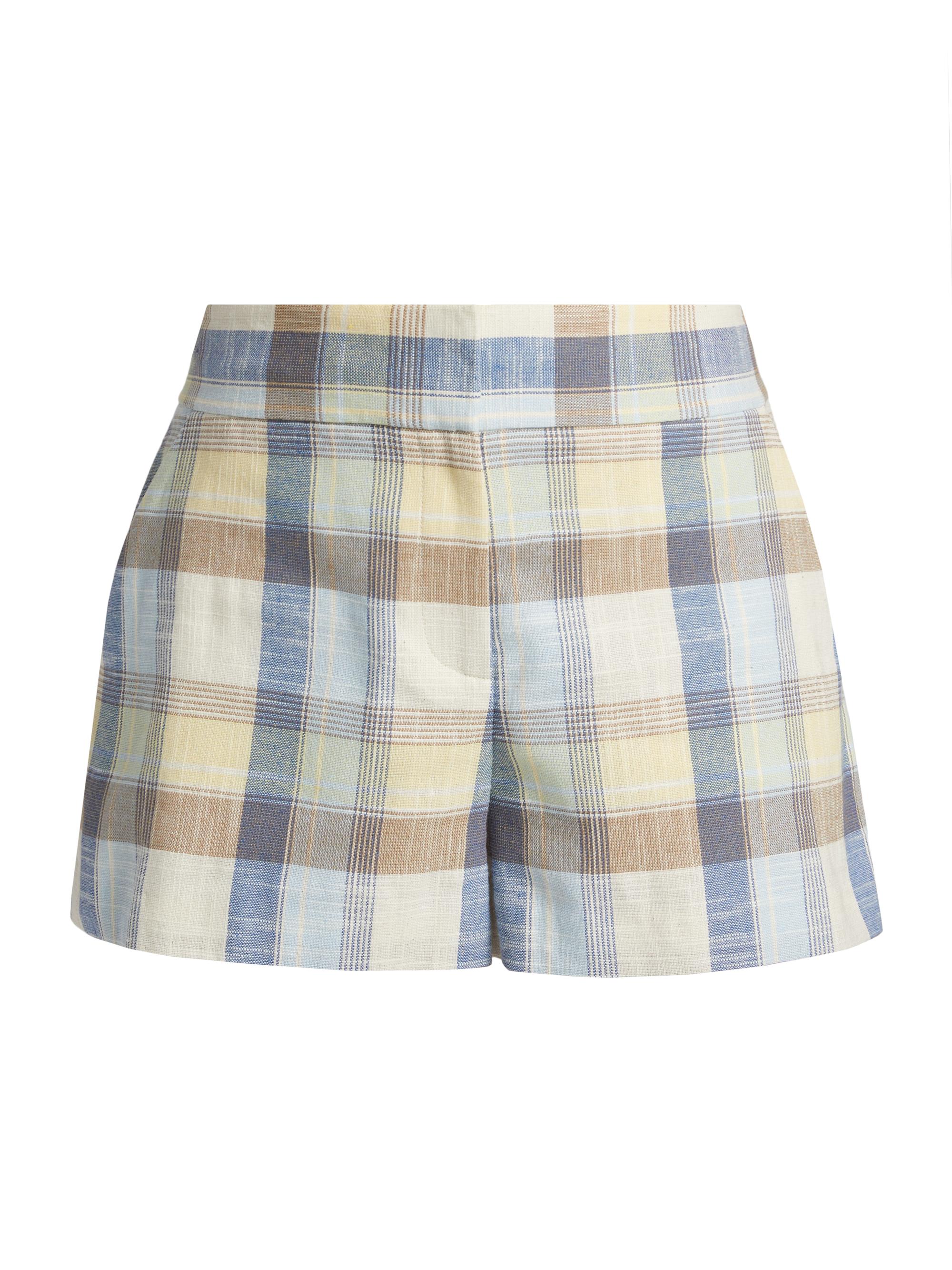 Veronica Beard Women's Allen Check Cotton-Blend Shorts - Powder Blue Multi