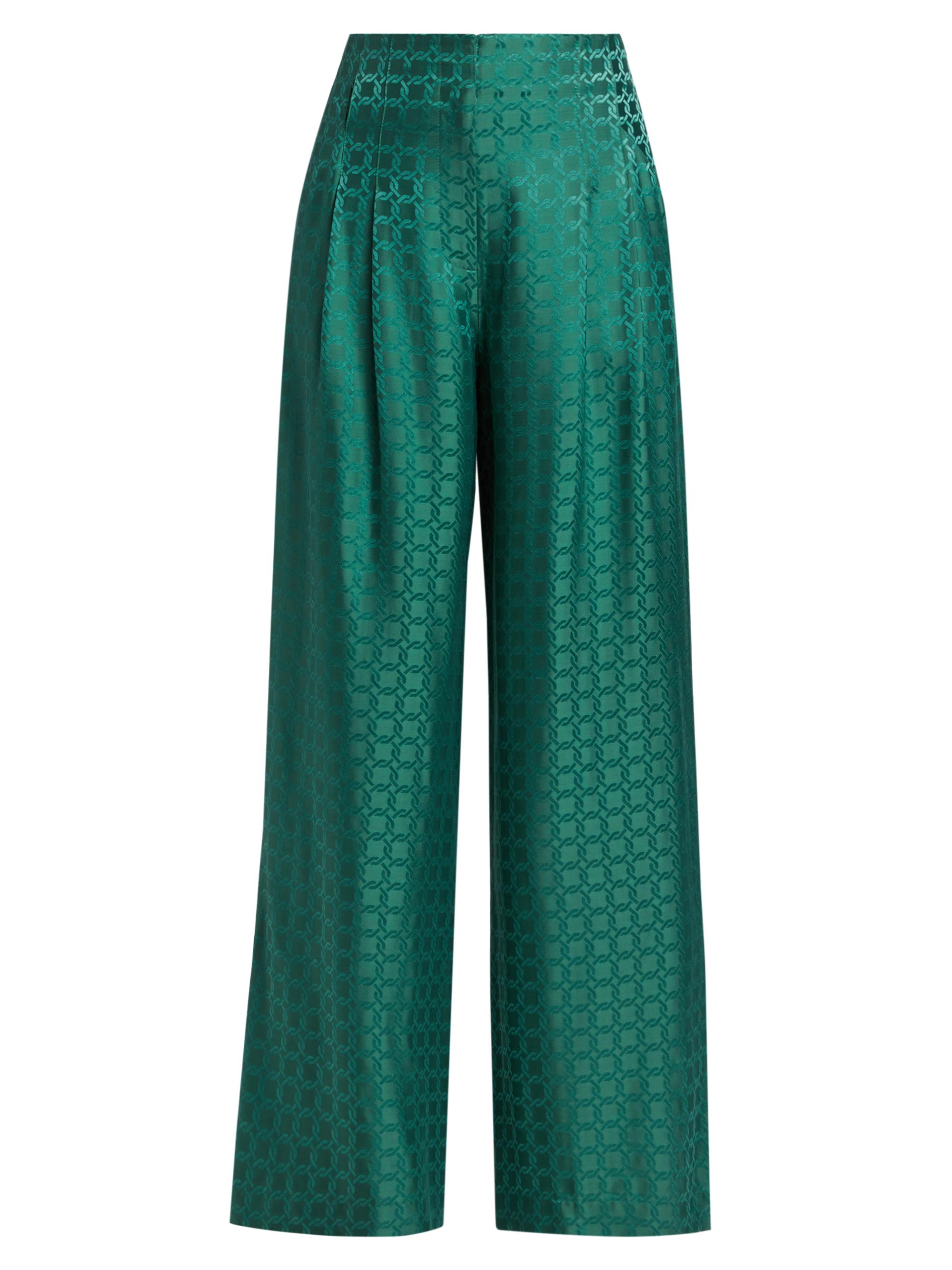 Veronica Beard Women's Colter Geometric Print Satin Wide-Leg Pants - Clover