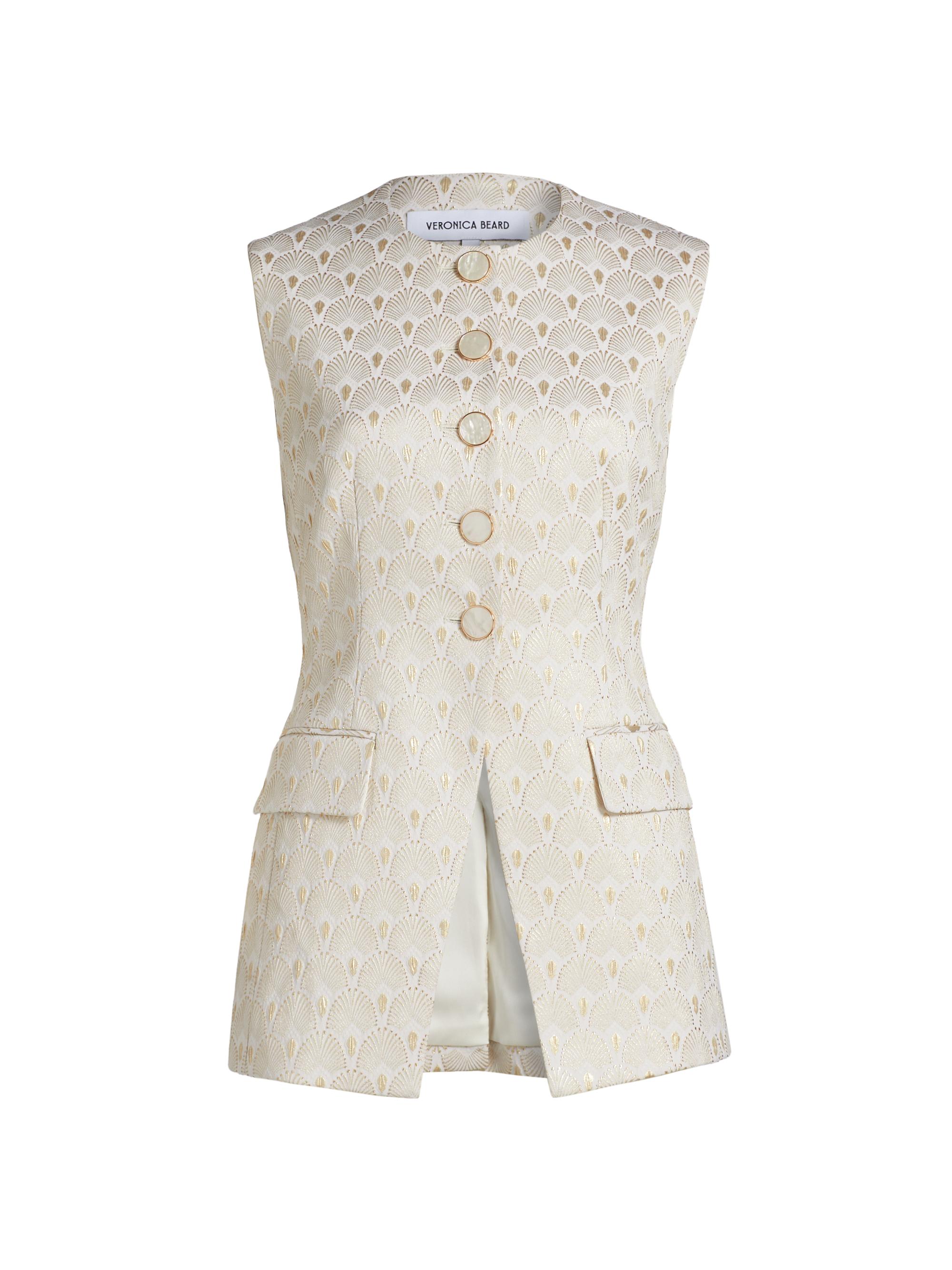 Veronica Beard Women's Lois Metallic Jacquard Vest - Off White Gold