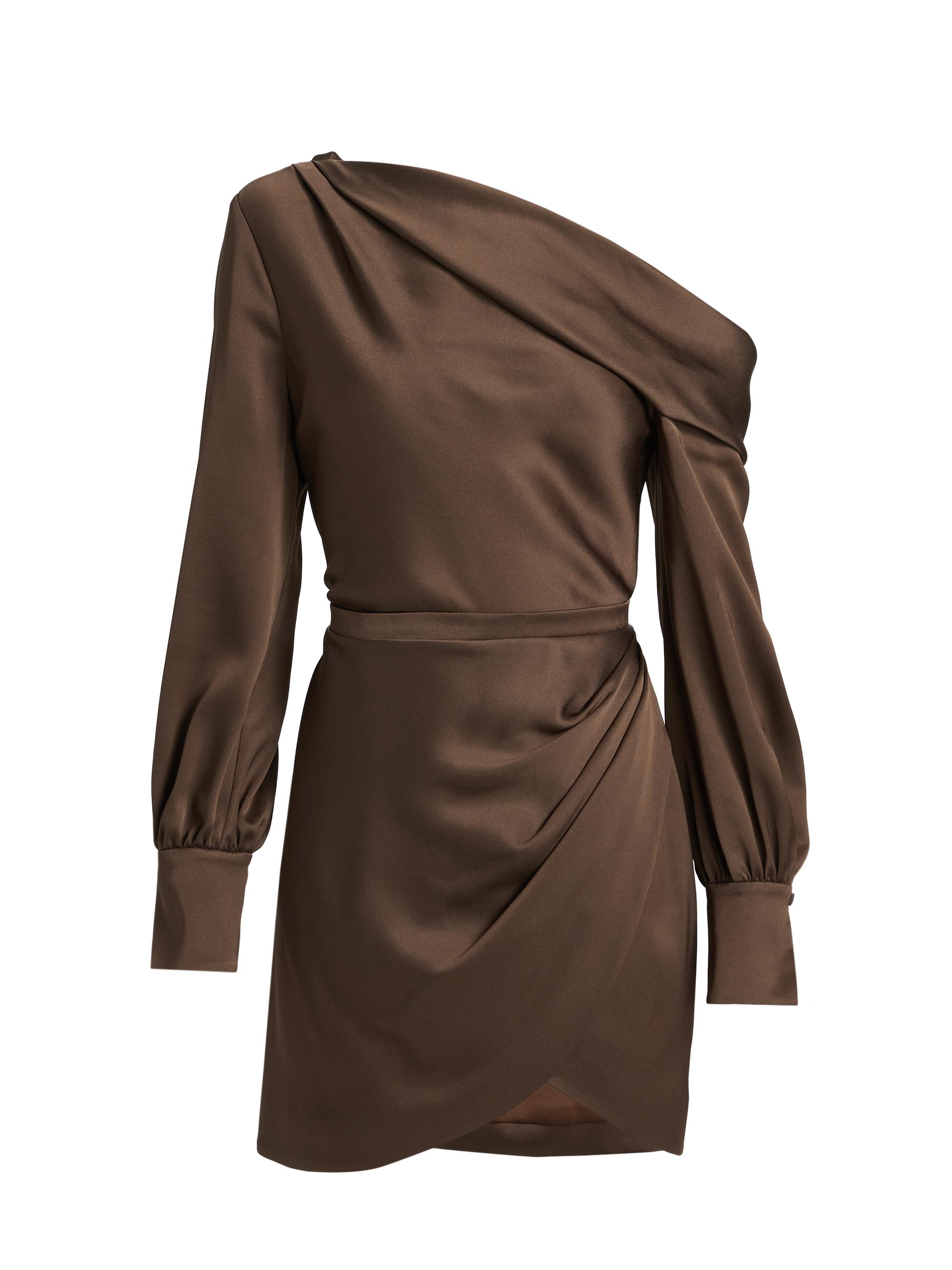 SIMKHAI Women's Cameron Satin One-Shoulder Minidress - Cocoa