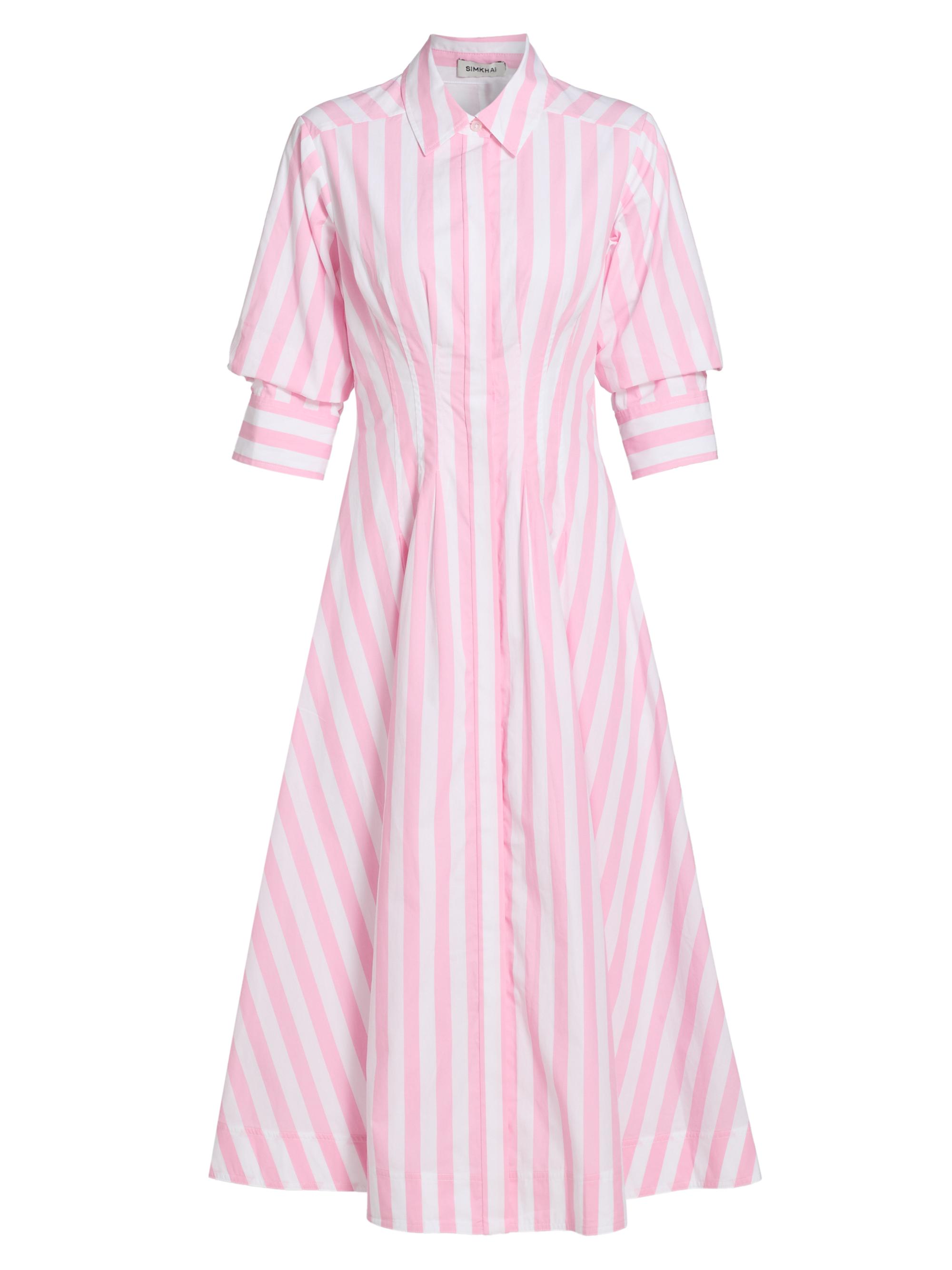 SIMKHAI Women's Jazz Striped Pintuck Midi-Dress - Sorbet Stripe