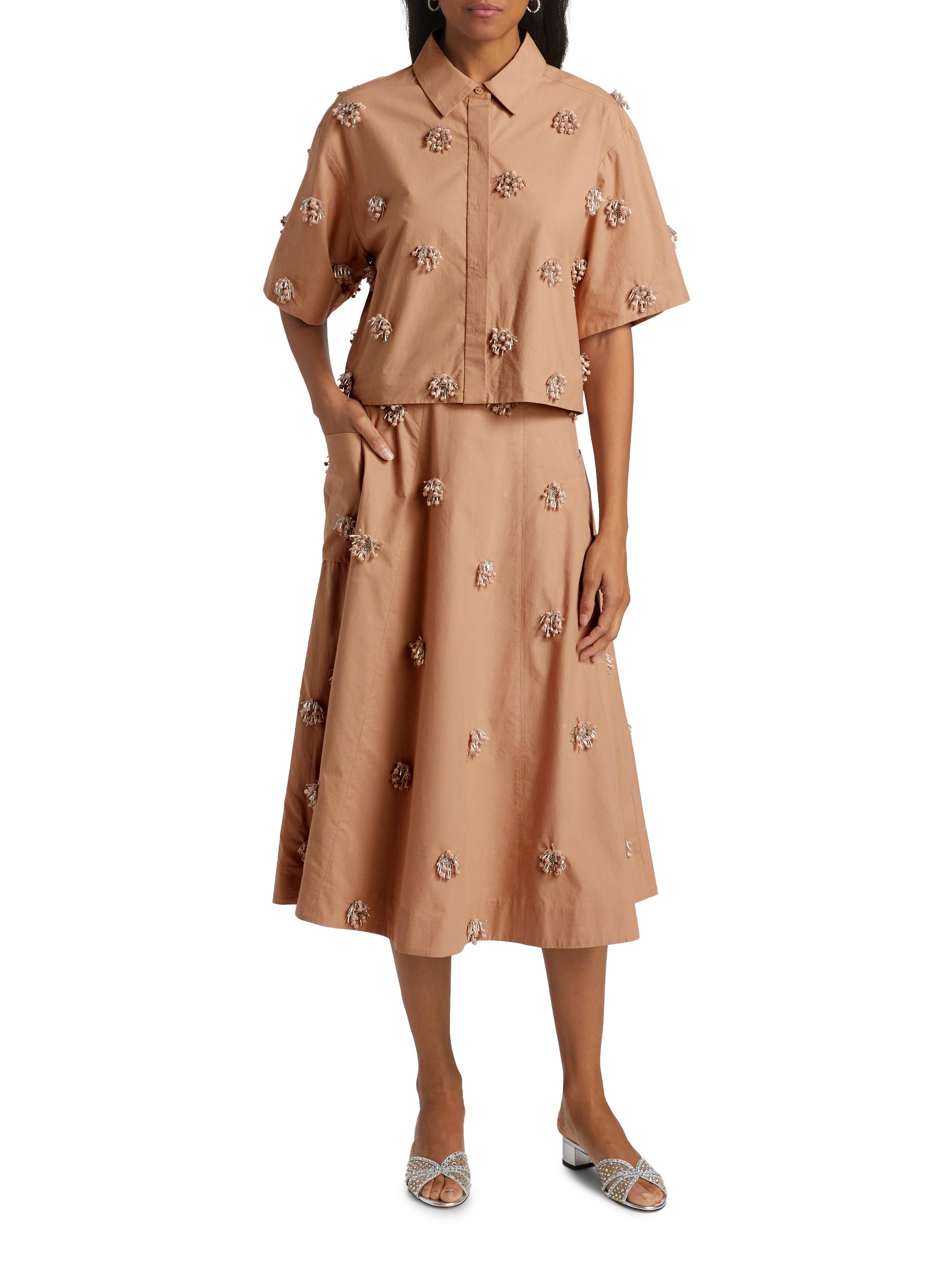 SIMKHAI Cosmo Beaded Crop Camp Shirt | Saks Fifth Avenue