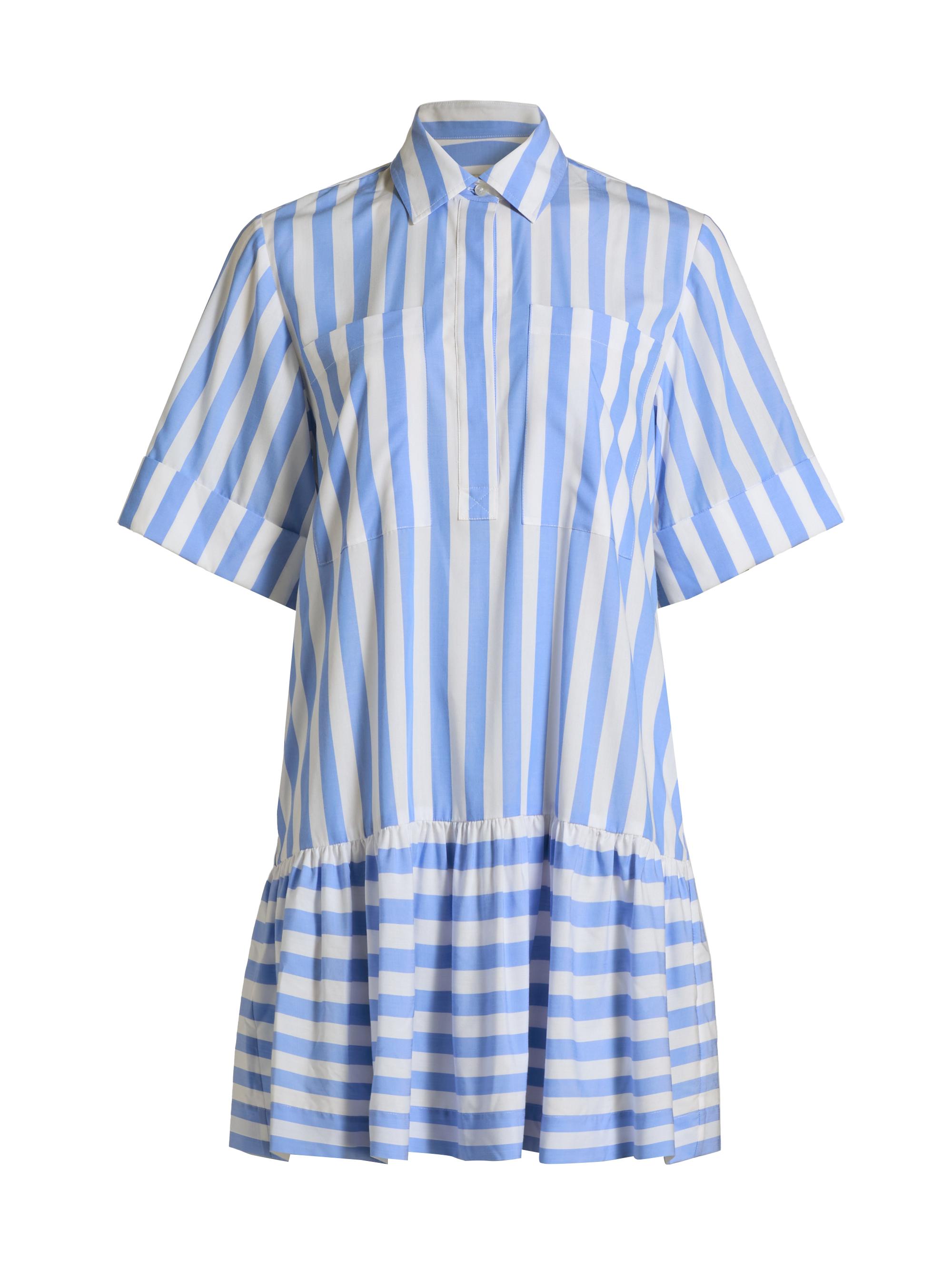 SIMKHAI Women's Cris Striped Short-Sleeve Shirtdress - French Blue Stripe