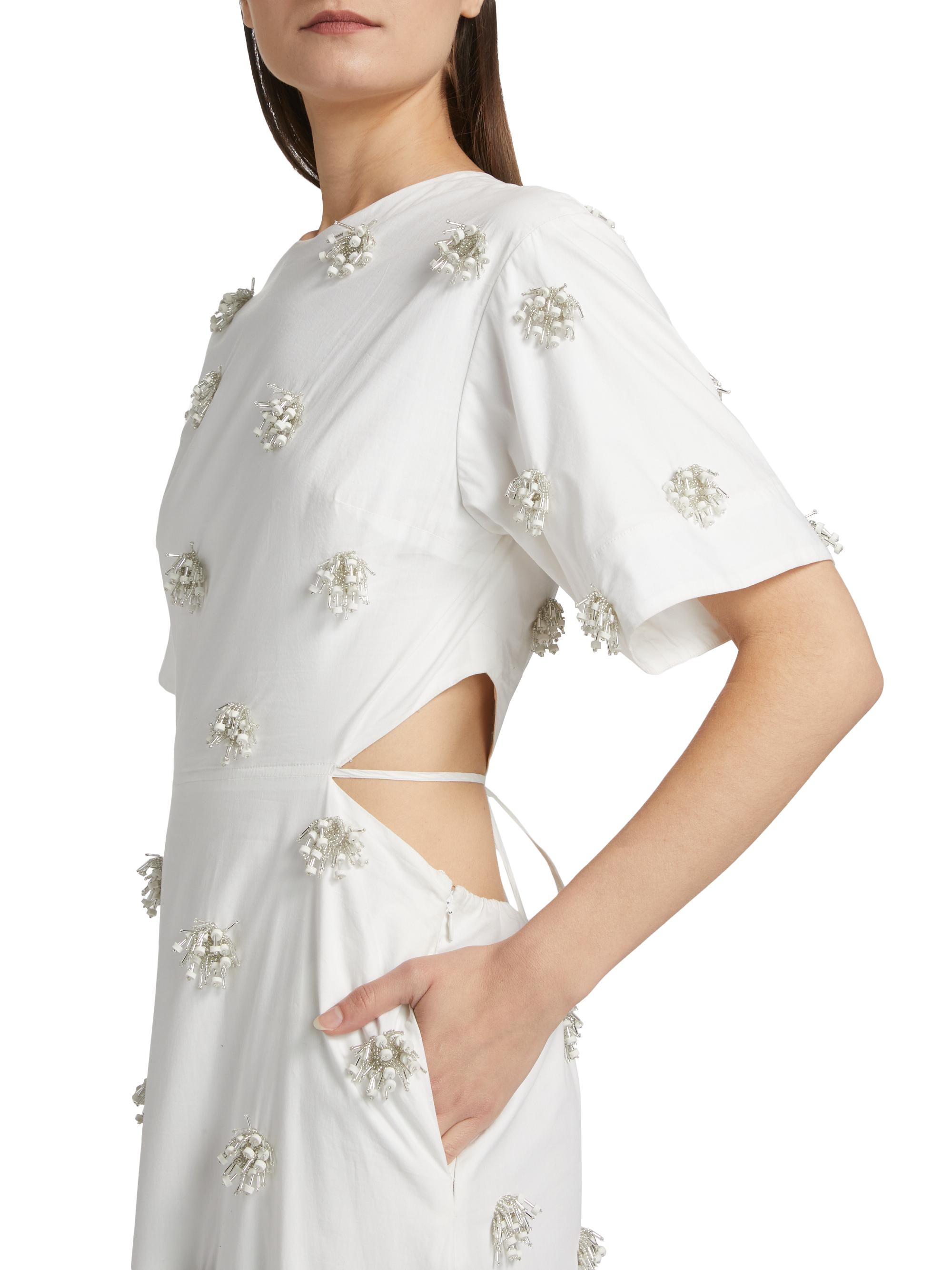 SIMKHAI Starla Beaded Cotton Cut-Out Maxi Dress | Saks Fifth Avenue