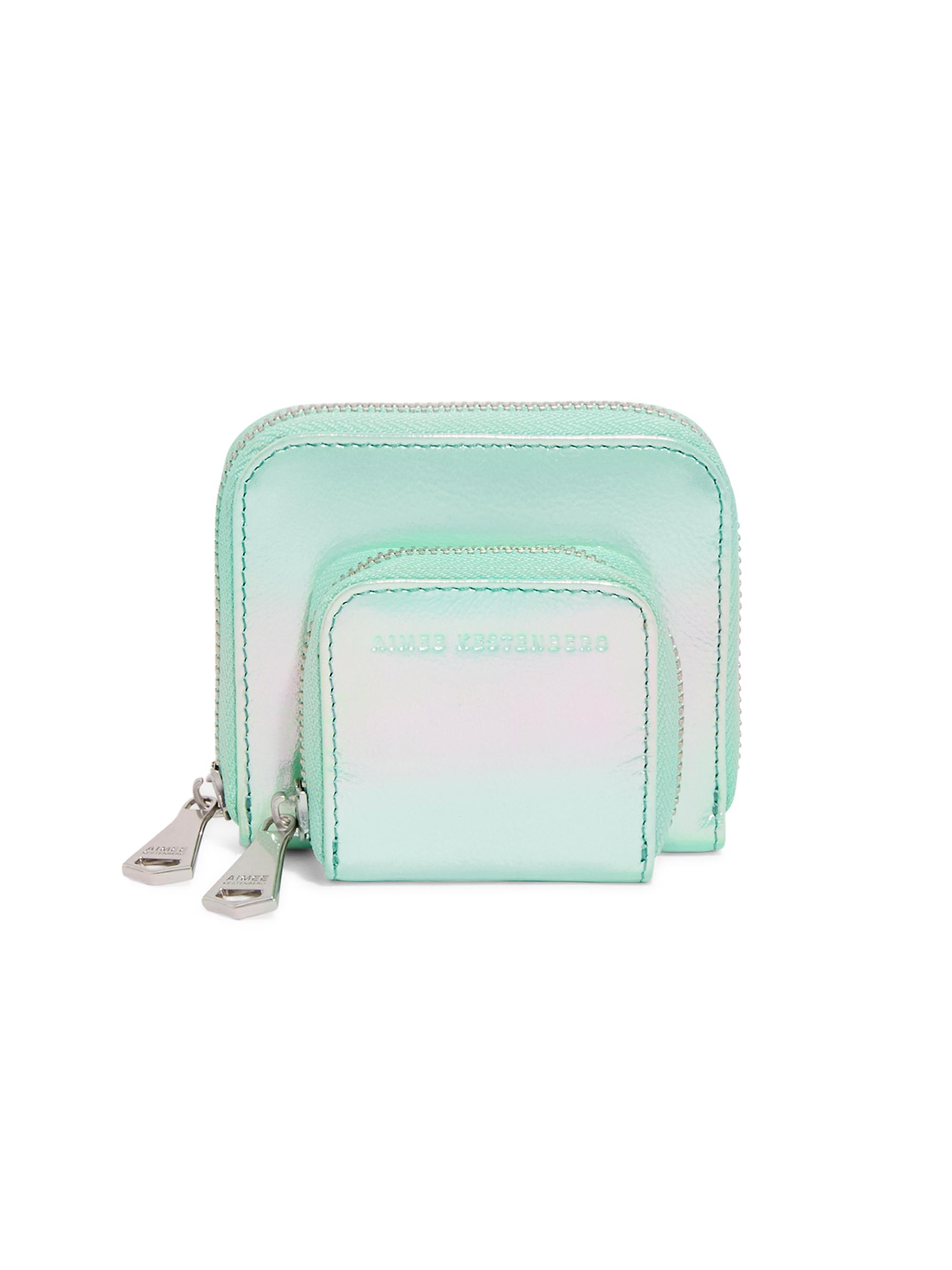Aimee Kestenberg Women's Bowery Leather Double Zip Around Wallet - Mint Iridescent
