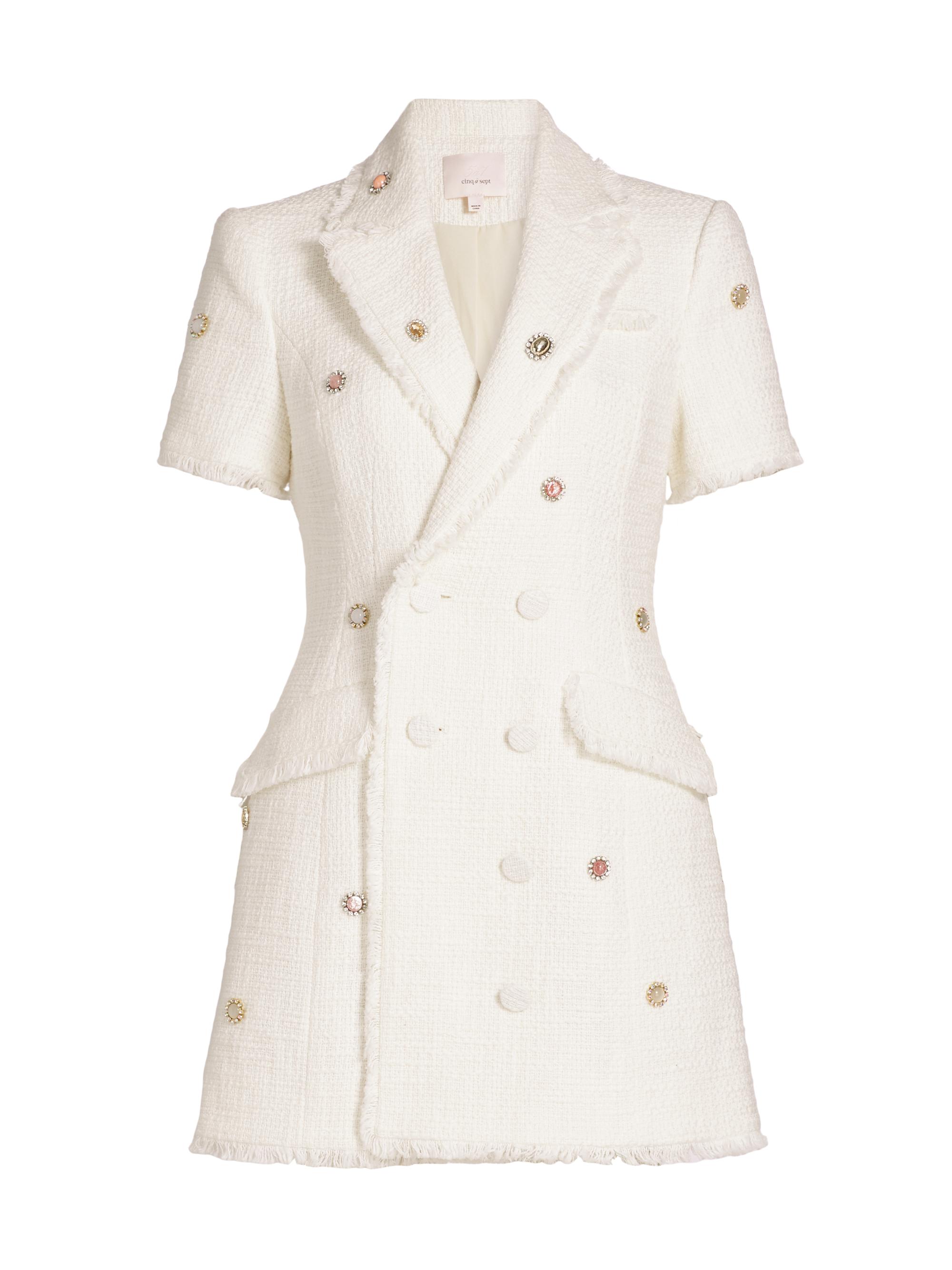 CINQ A SEPT Women's Joel Embellished Tweed Minidress - Gardenia Multi