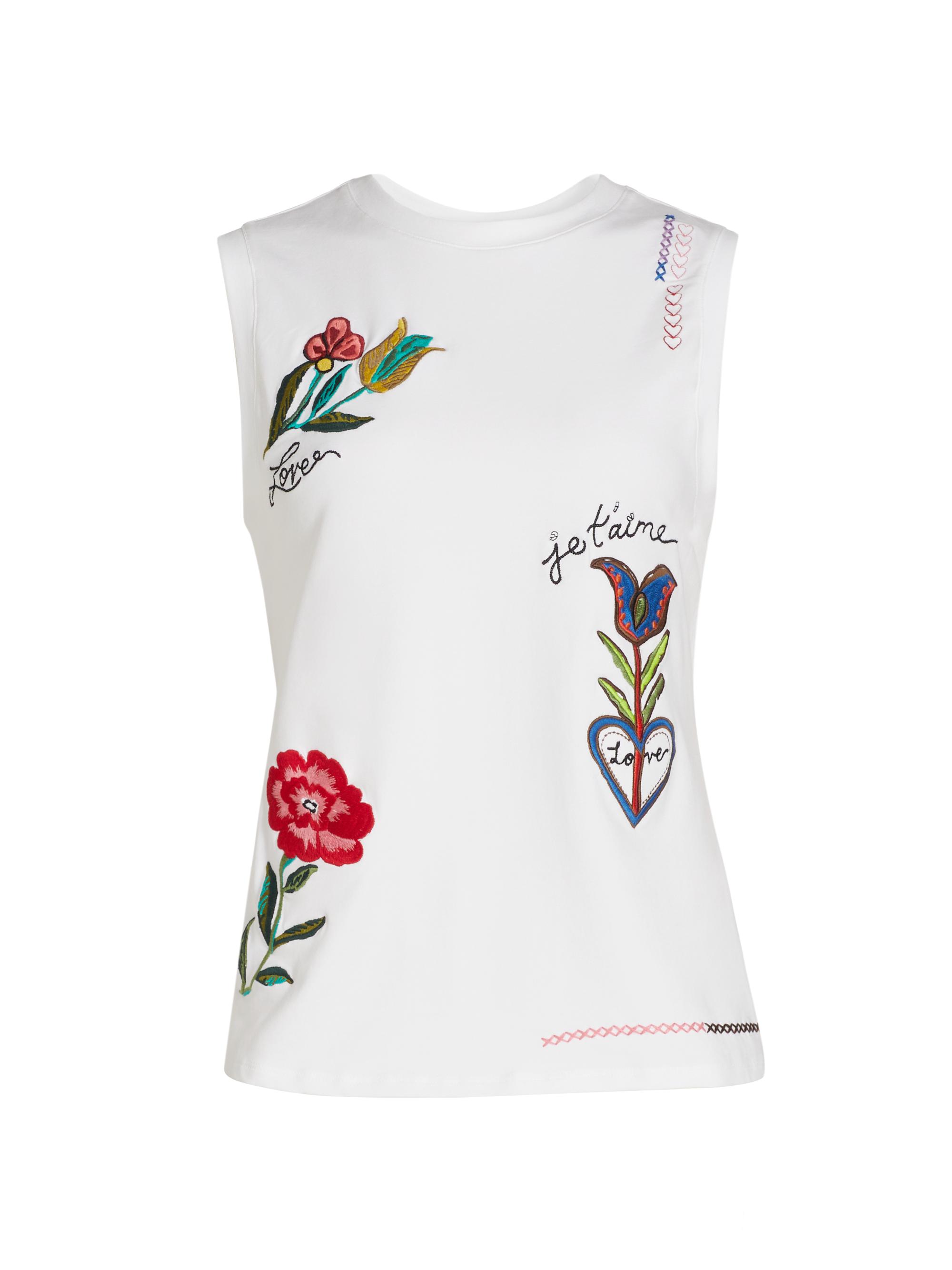 CINQ A SEPT Women's Love Blaine Stretch-Cotton T-Shirt - White Multi