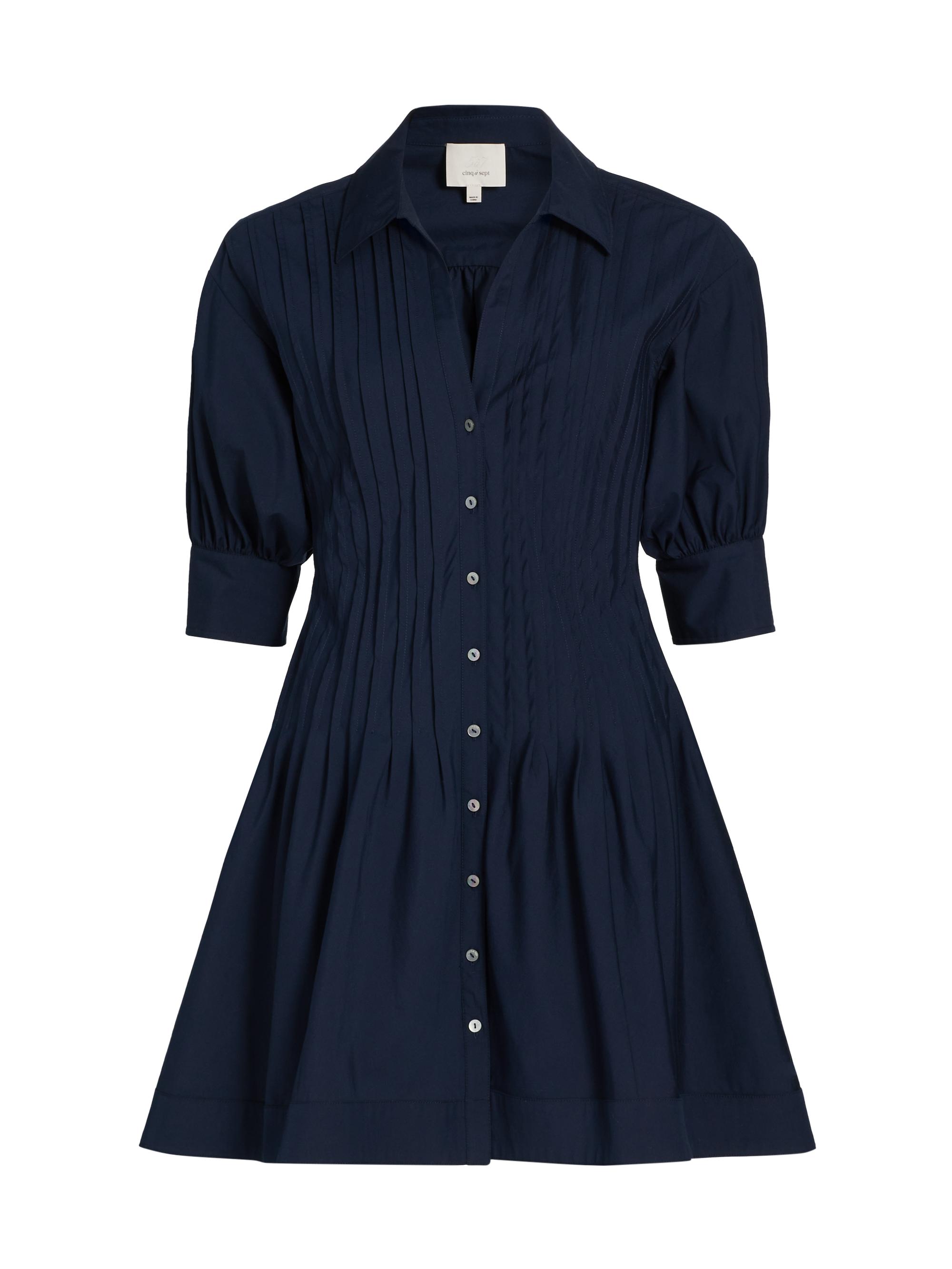 CINQ A SEPT Women's Monty Pleated Mini-Shirtdress - Navy
