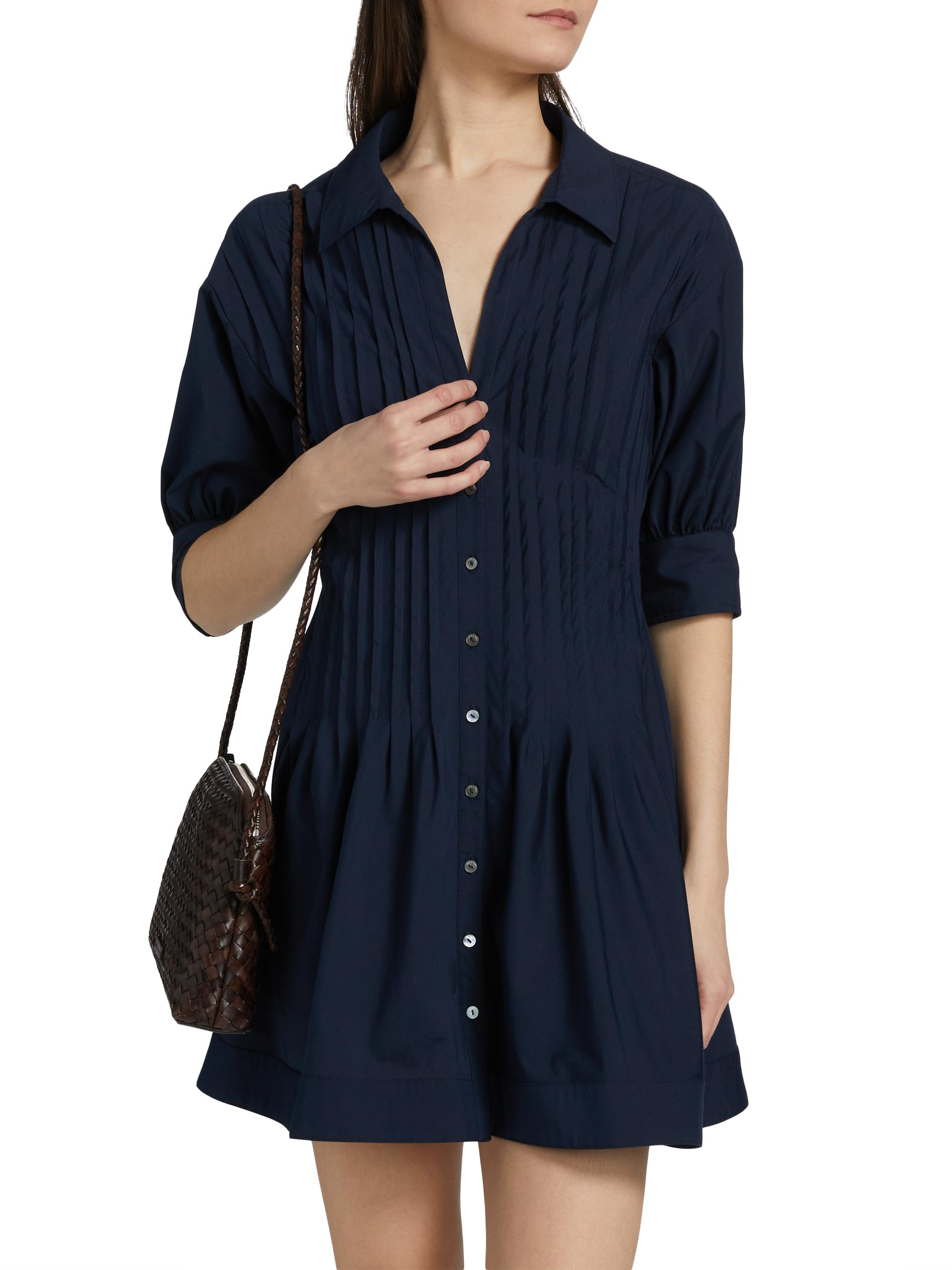 princess polly baby blue dress Washable Stretch Silk Maxi Shirt Dress in Navy main image 1