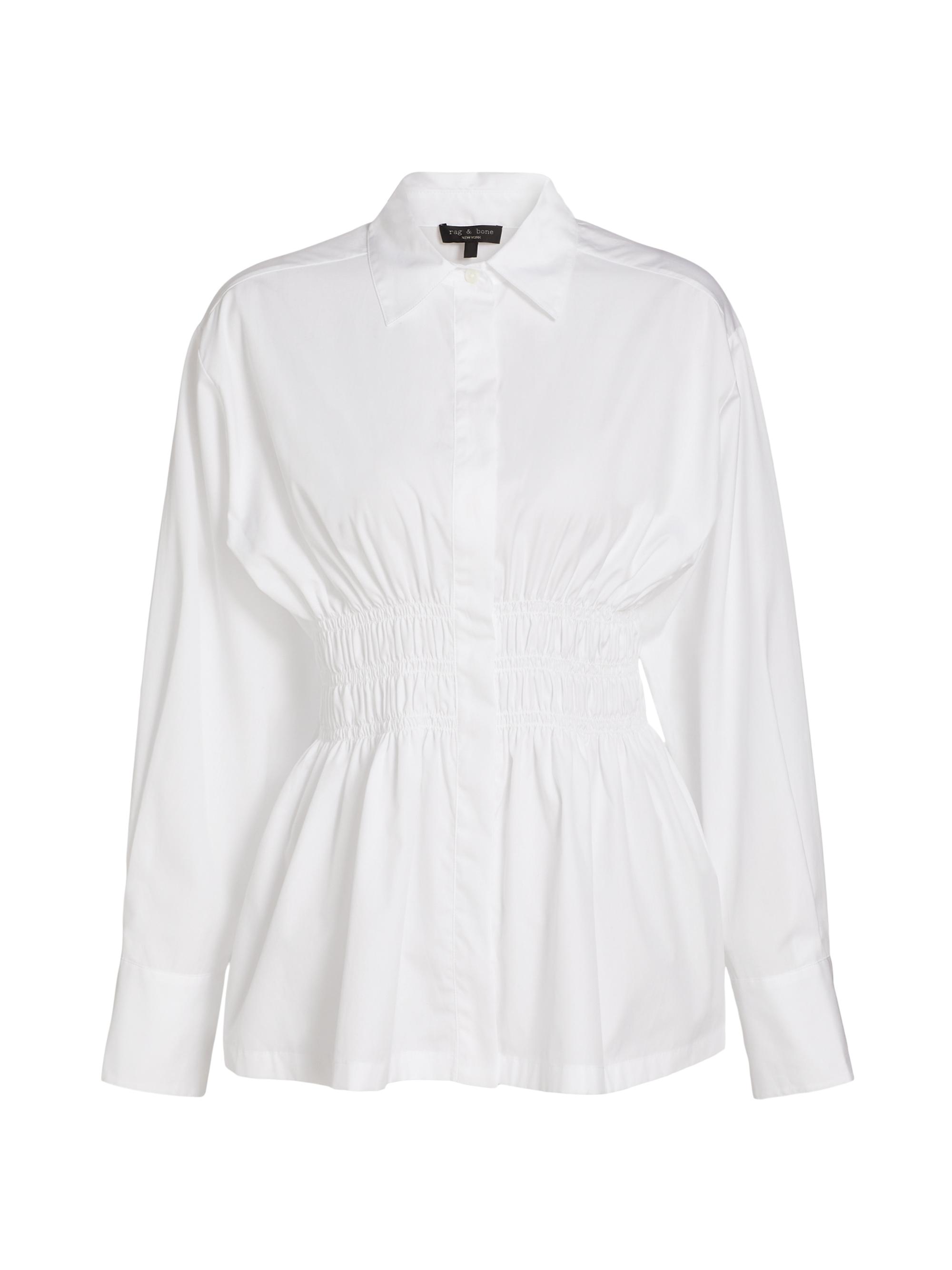 rag & bone Women's Blythe Gathered Cotton Poplin Shirt - White