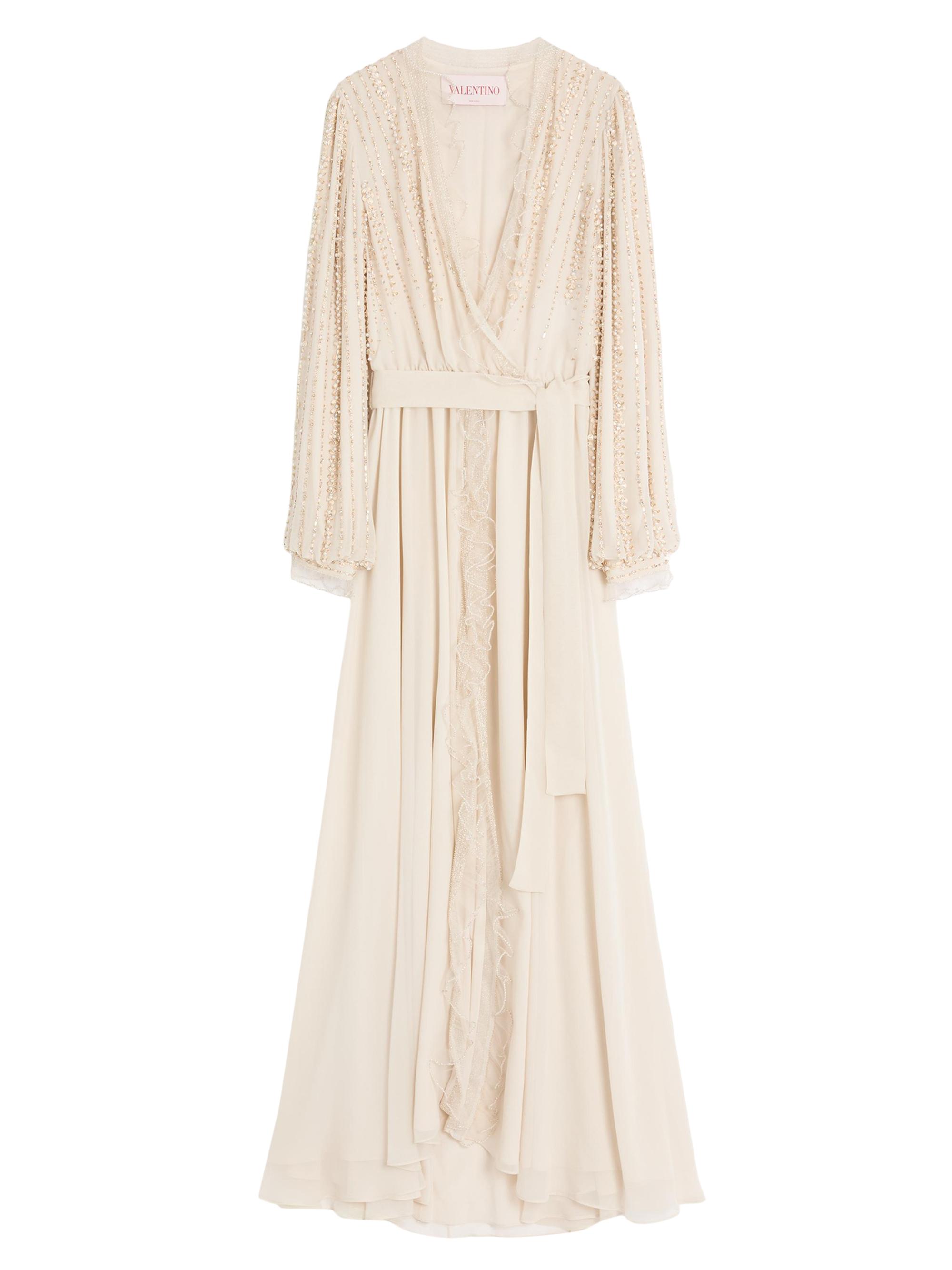 Valentino Garavani Women's Long Dress in Embroidered Light Georgette -  Beige