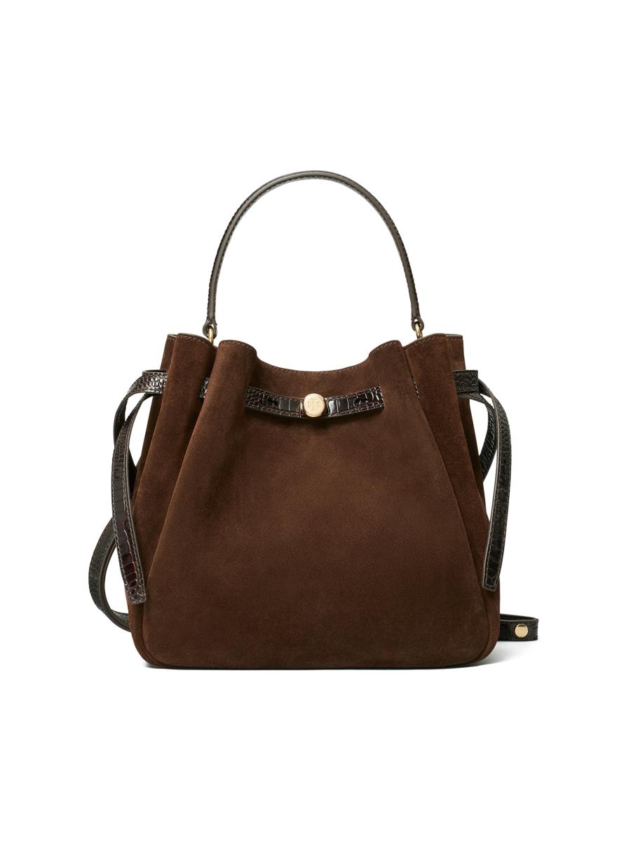 Tory Burch Women's Romy Suede Bucket Bag In Dark Cocoa