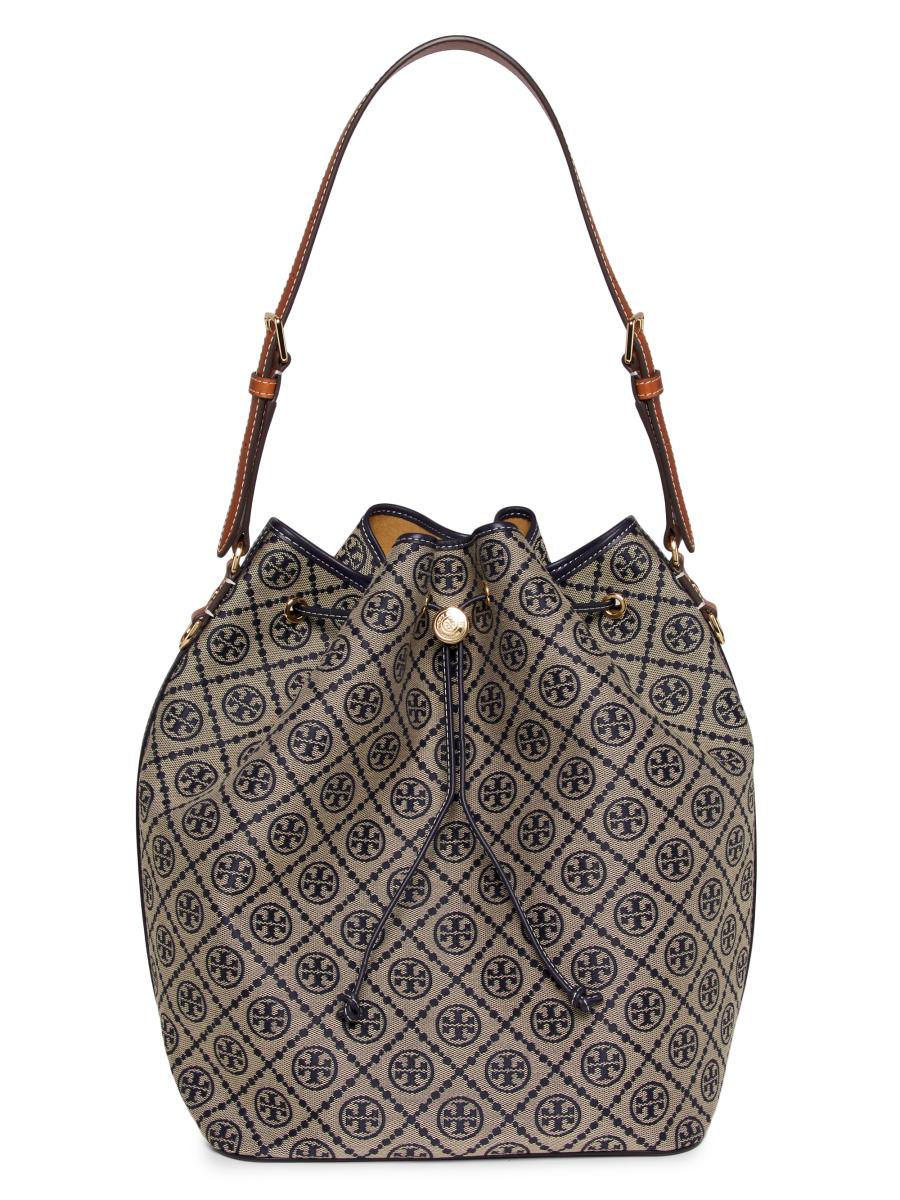 ポーチ Tory Burch Leather And T Monogram Fabric Beauty Case T Monogram Leather Vanity Case: Women's Handbags | Mini Bags