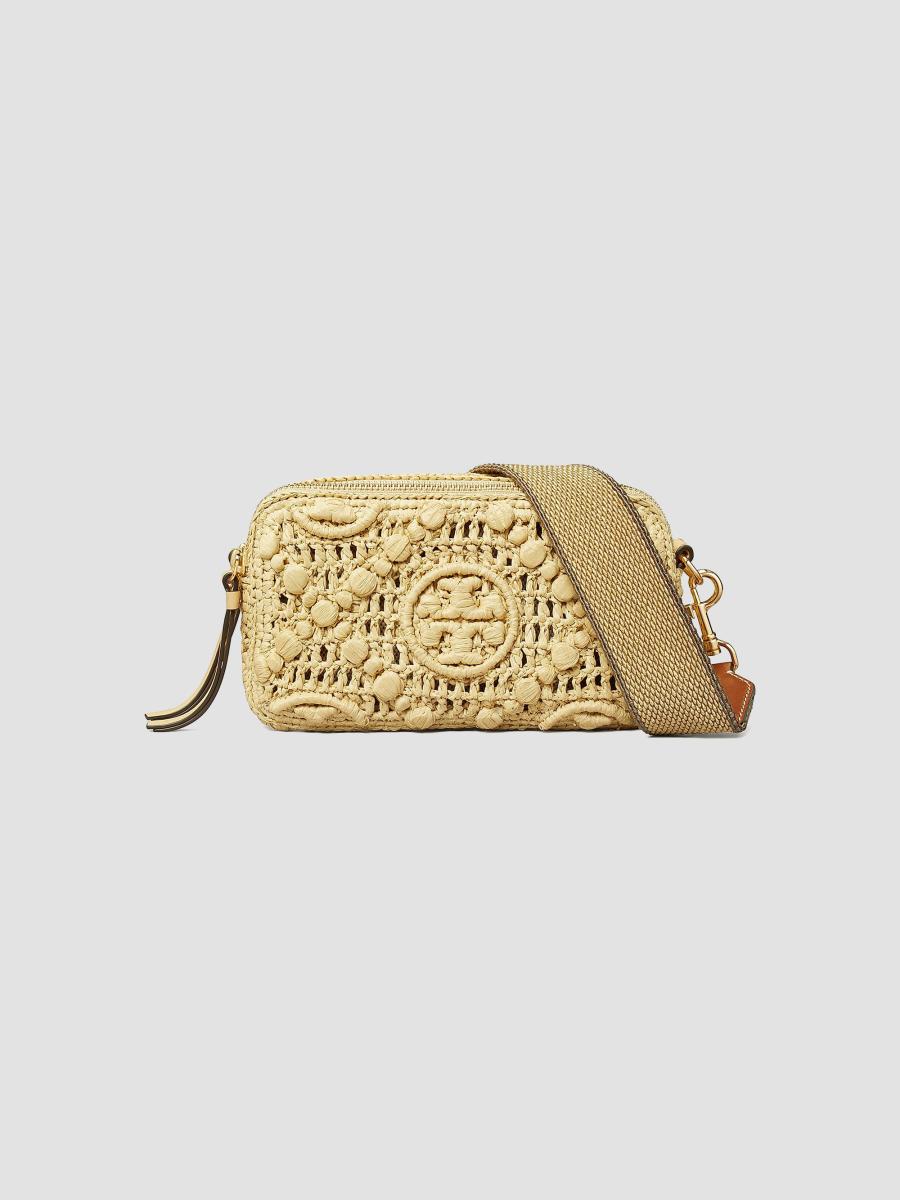 Tory Burch T Monogram Mini Miller Raffia Crossbody Bag | Saks