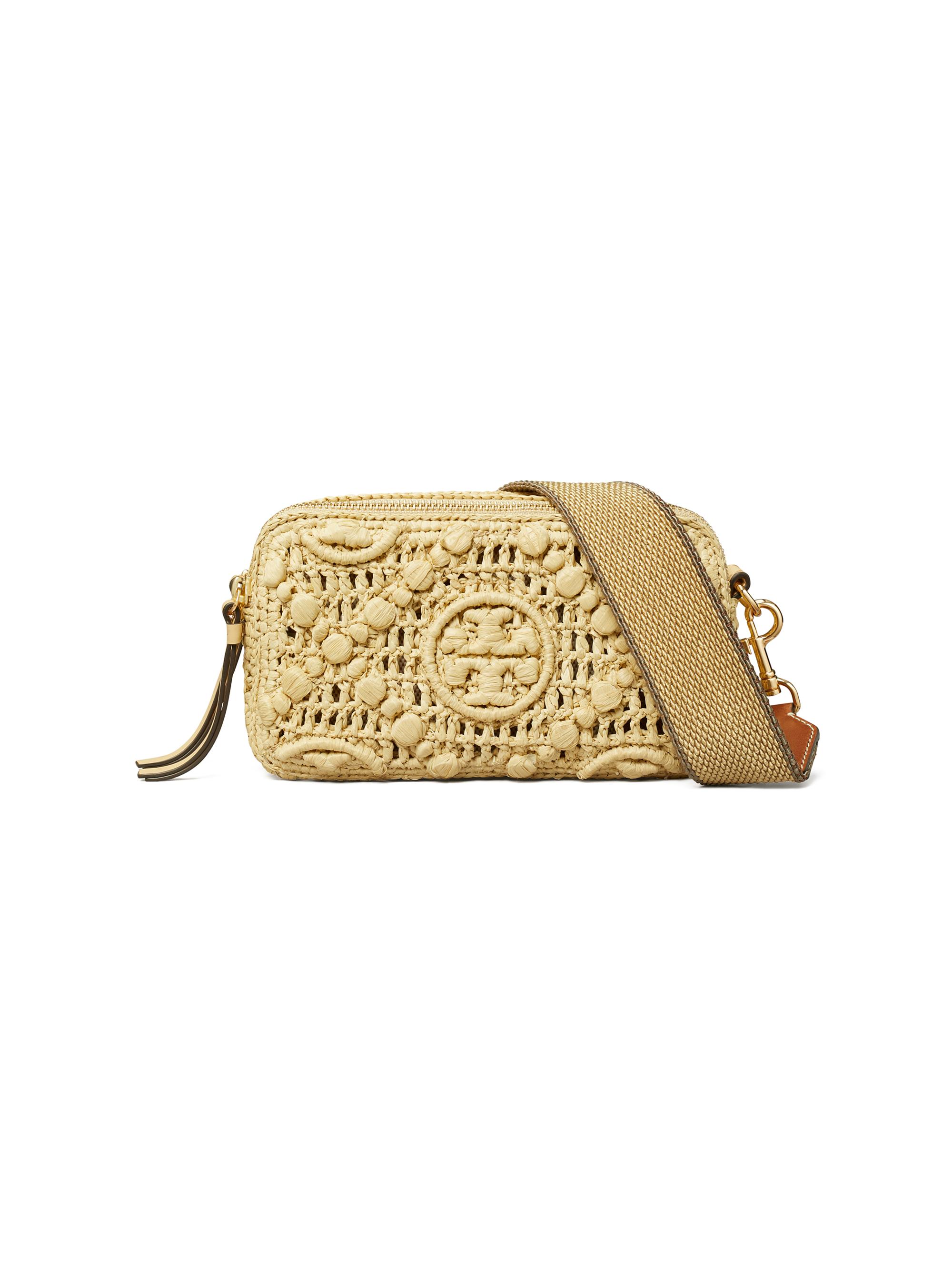 Tory Burch Women's T Monogram Mini Miller Raffia Crossbody Bag - Natural