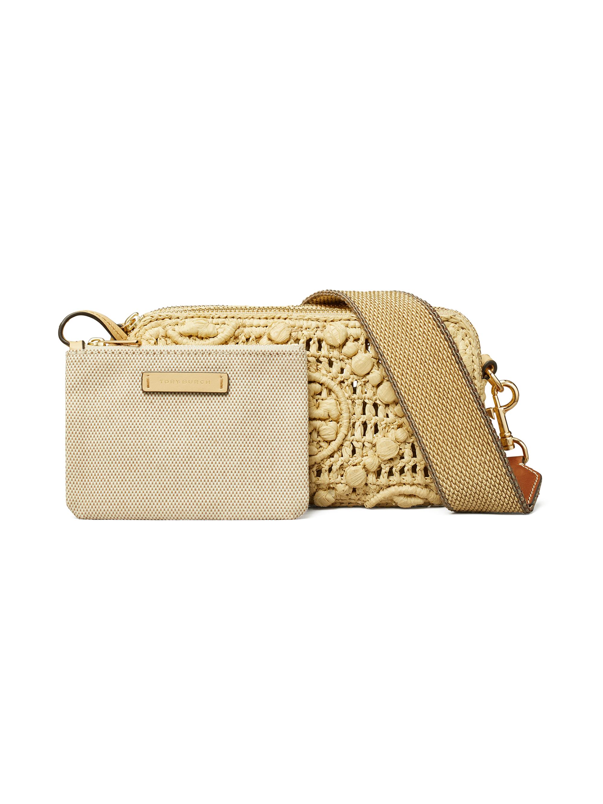 Tory Burch T Monogram Mini Miller Raffia Crossbody Bag | Saks