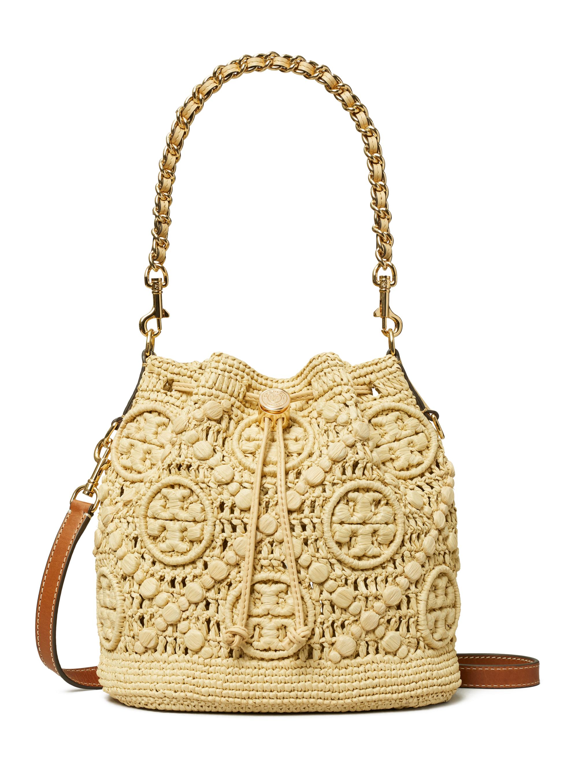 Tory Burch Women's Monogram Raffia Bucket Bag - Natural