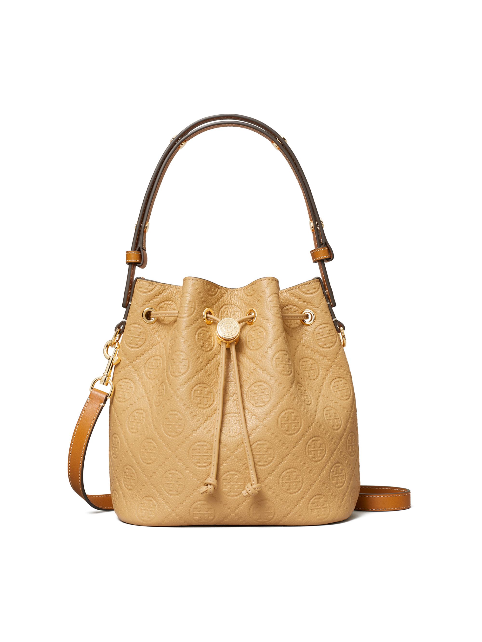 Tory Burch Women's Monogram Leather Bucket Bag - Biscotti