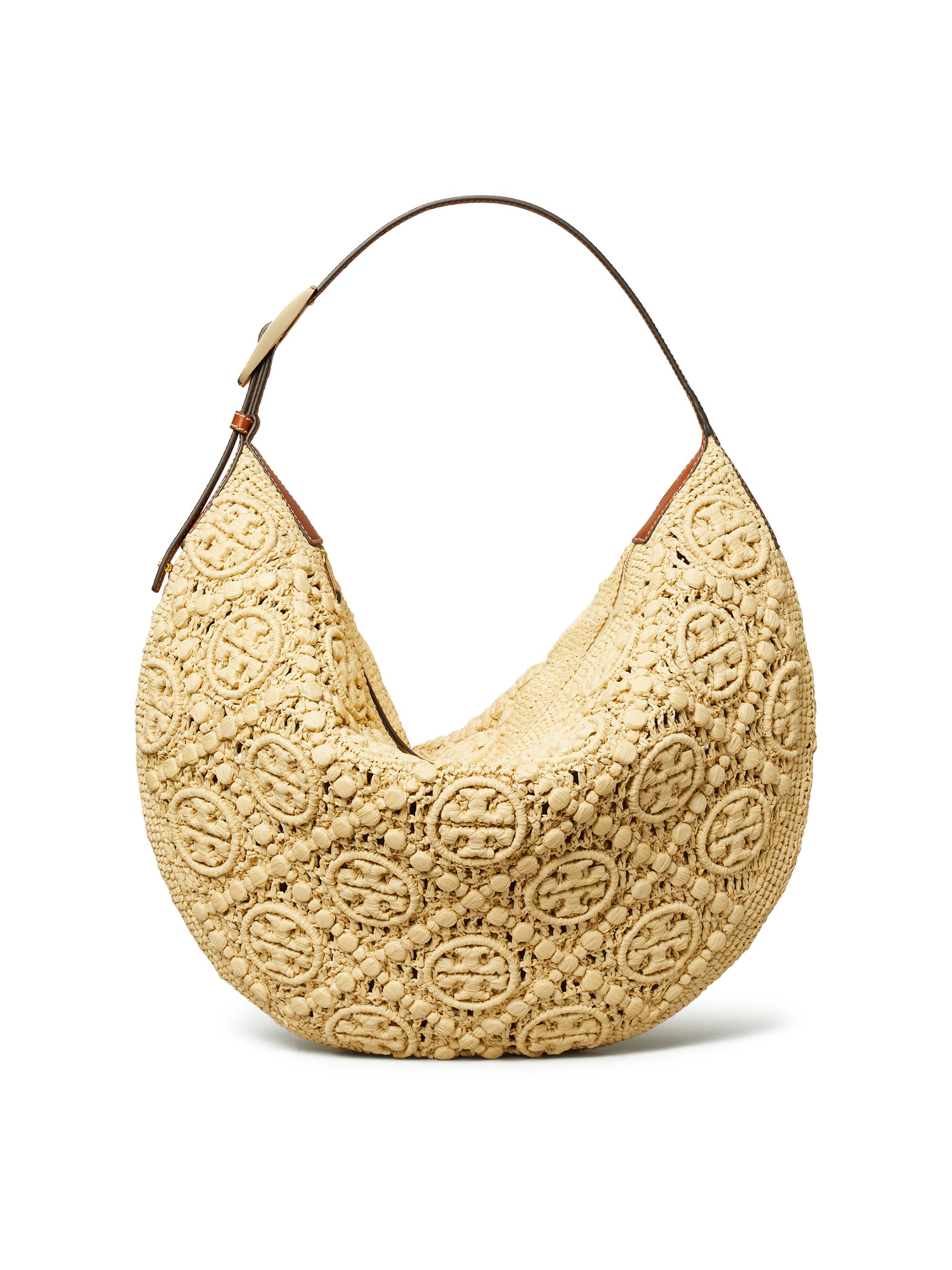 Tory Burch Women's Monogram Raffia Hobo Bag - Natural