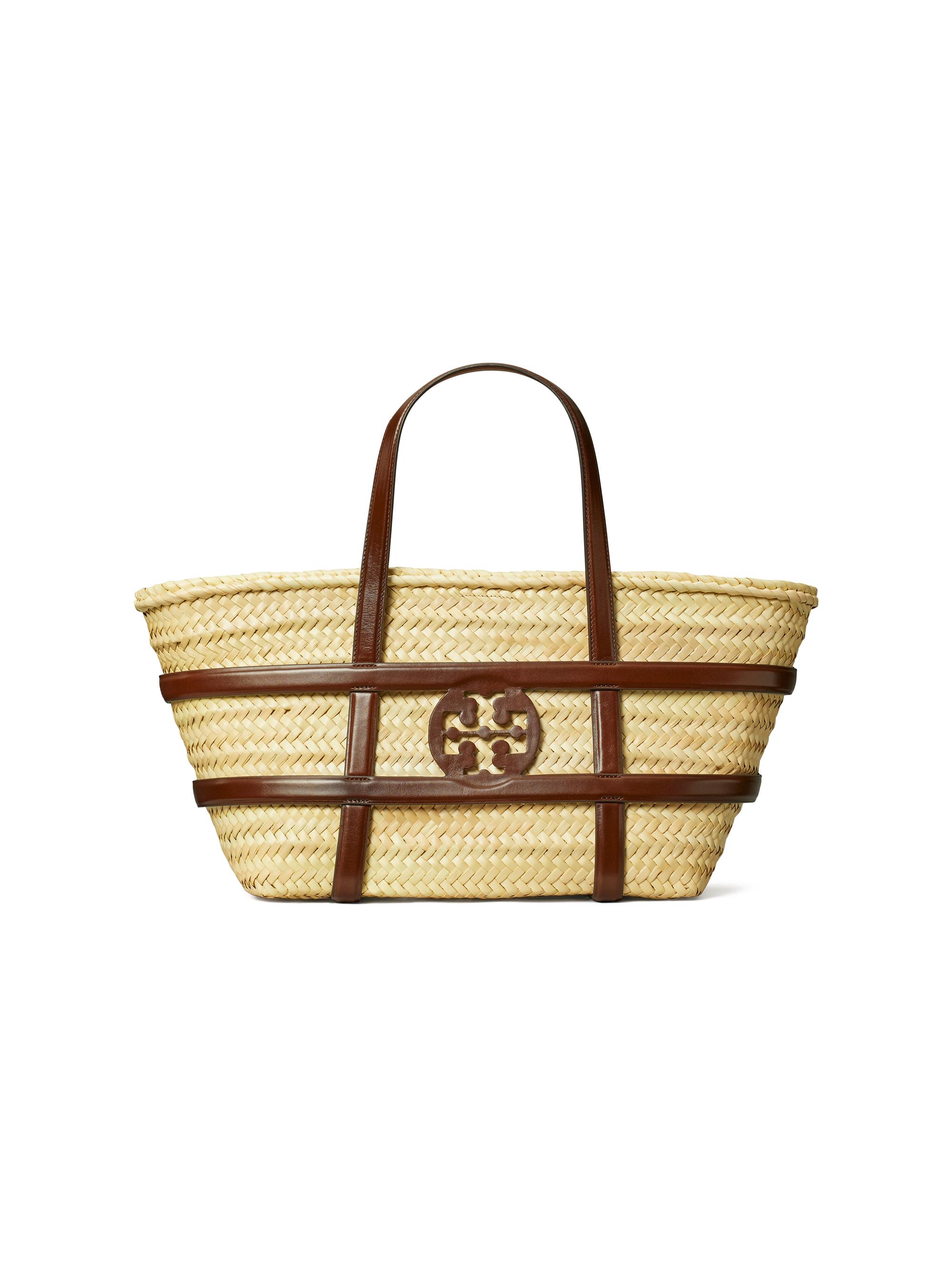 Tory Burch Women's Ella Logo Straw Basket - Classic Cuoio