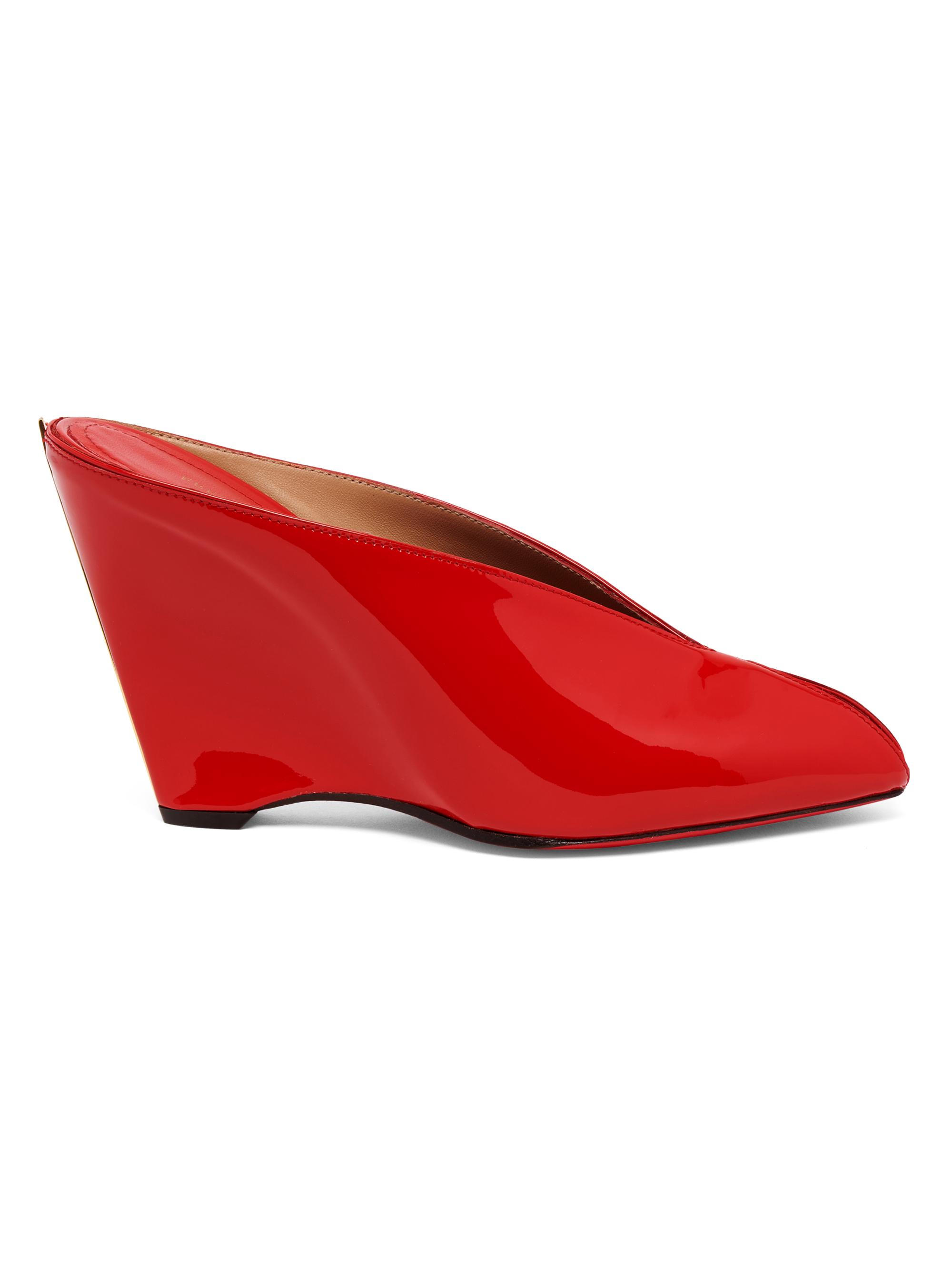 FERRAGAMO Alicia 95MM Patent Leather Wedge Mules | Saks Fifth Avenue