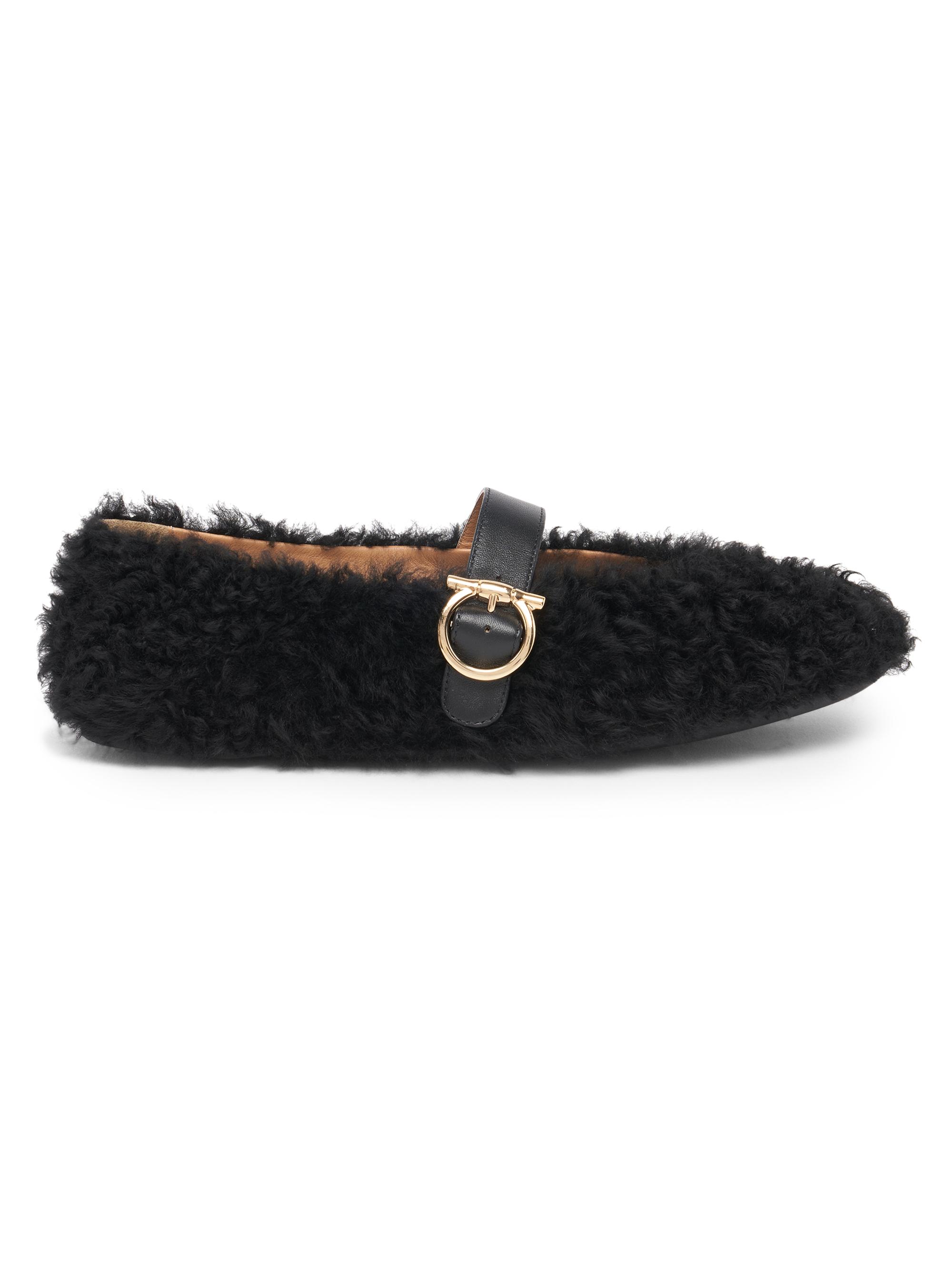 FERRAGAMO Women's Nena Wool Buckle Flats - Nero