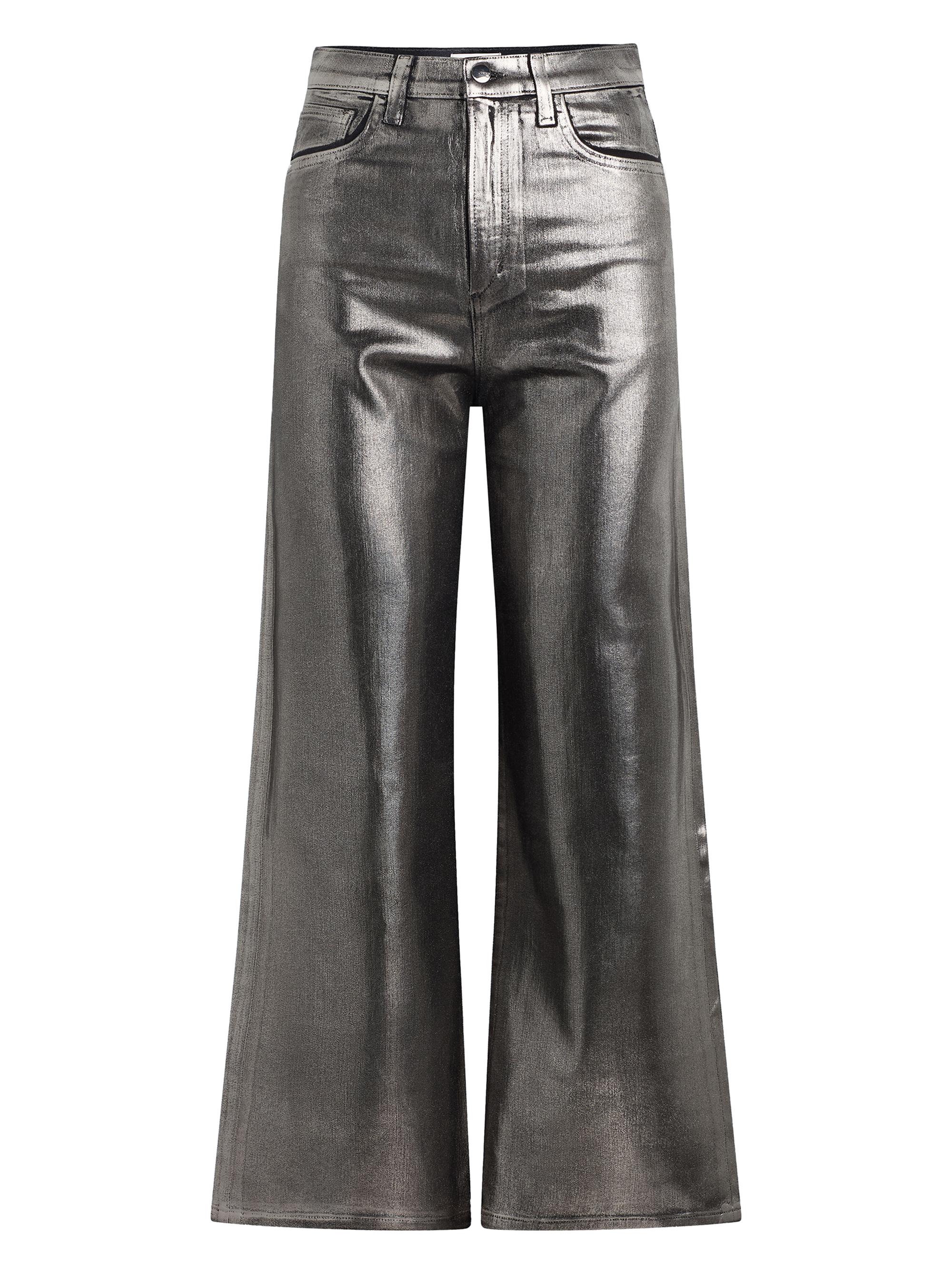 Joe's Jeans Women's The Mia Foiled Wide-Leg Ankle Crop Jeans - Pewter Foil