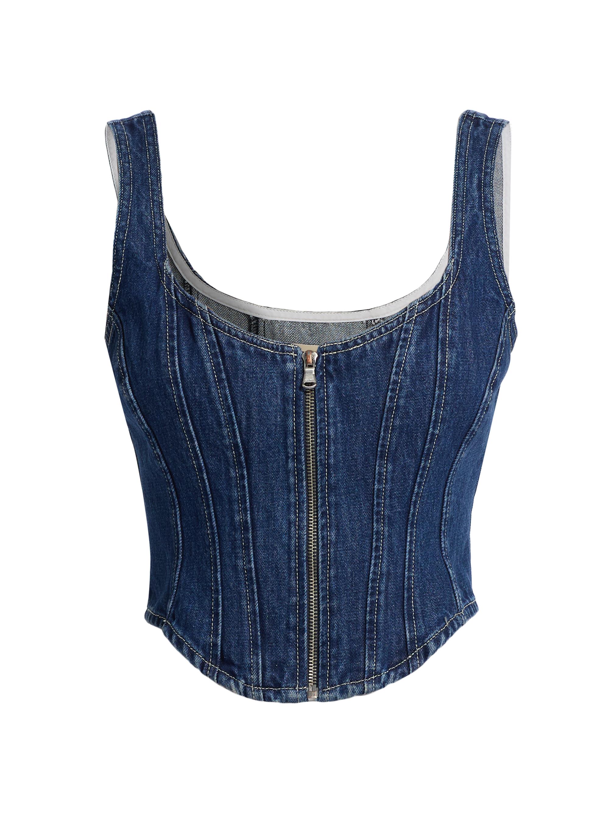 L'AGENCE Women's Elysia Denim Corset Tank - Rampart