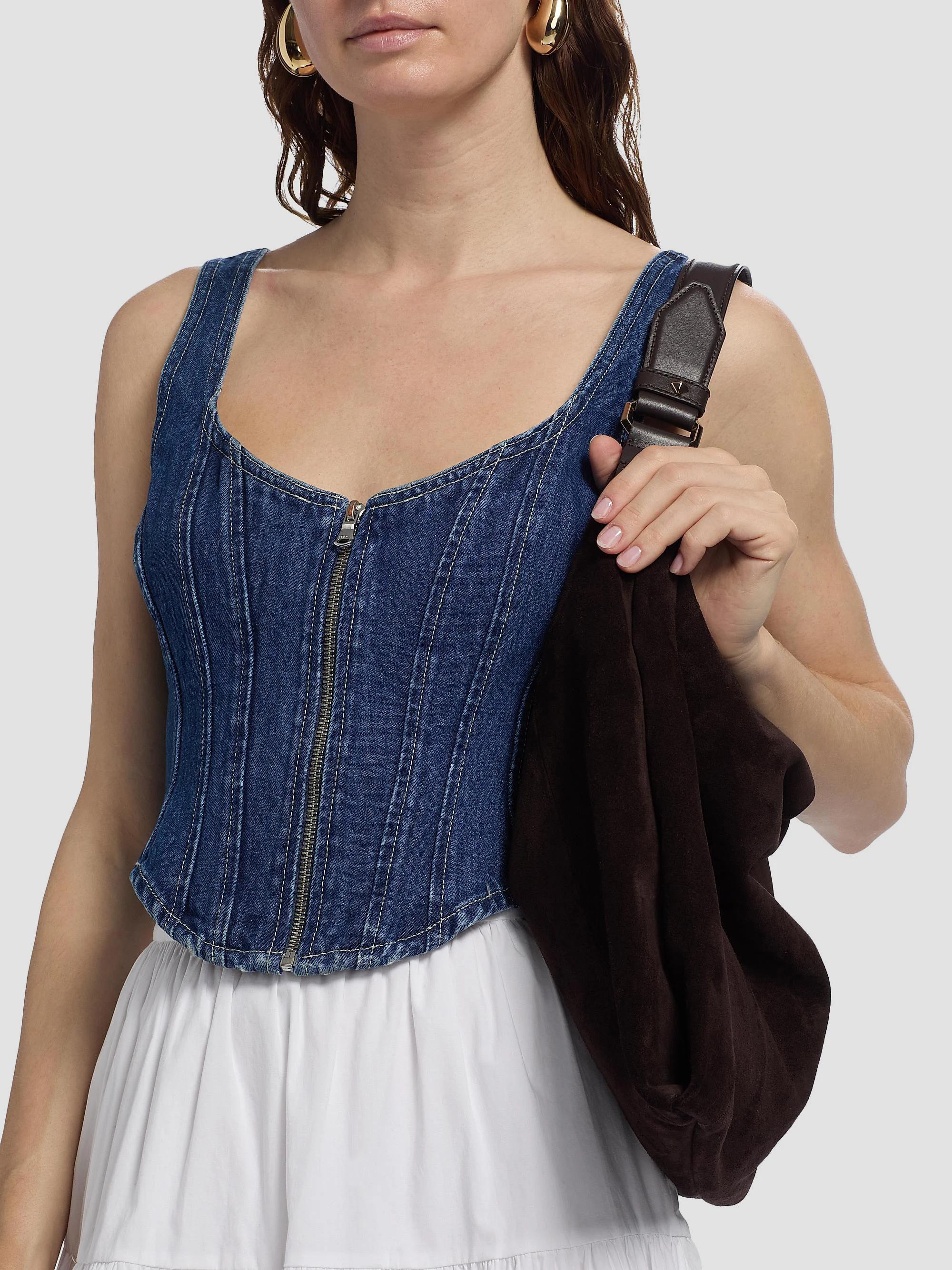 L'AGENCE Elysia Denim Corset Tank | Saks Fifth Avenue