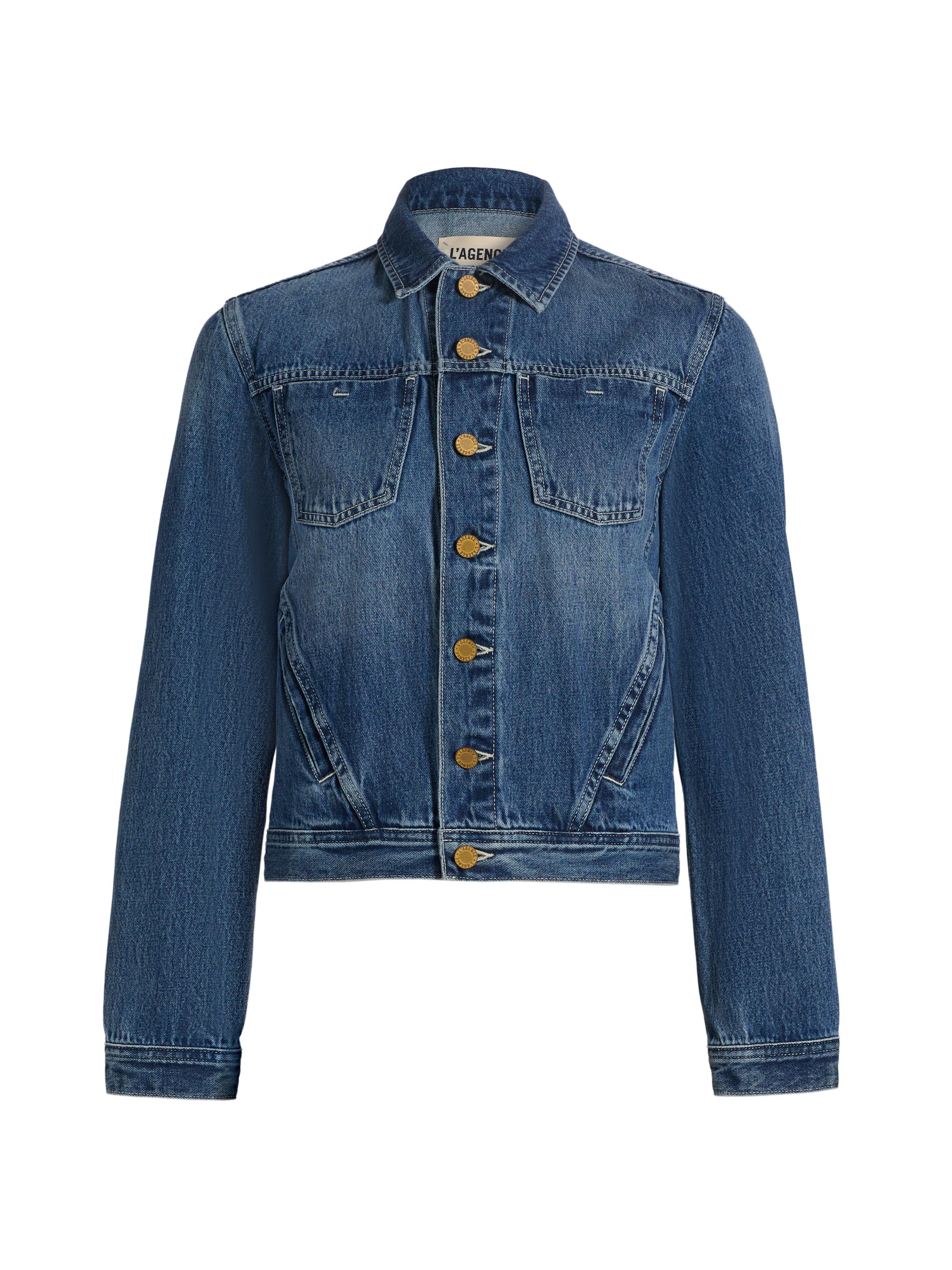 L'AGENCE Vianney Hi-Lo Cropped Denim Jacket | Saks Fifth Avenue