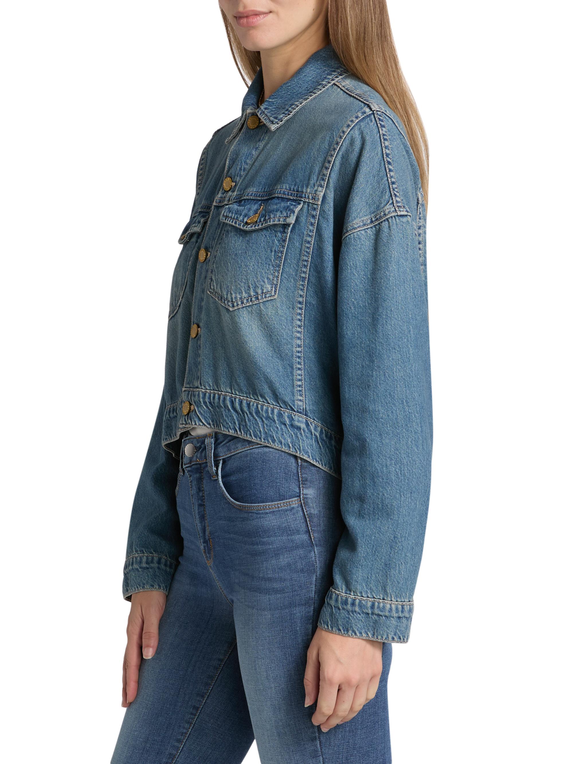L'AGENCE Vianney Hi-Lo Cropped Denim Jacket | Saks Fifth Avenue