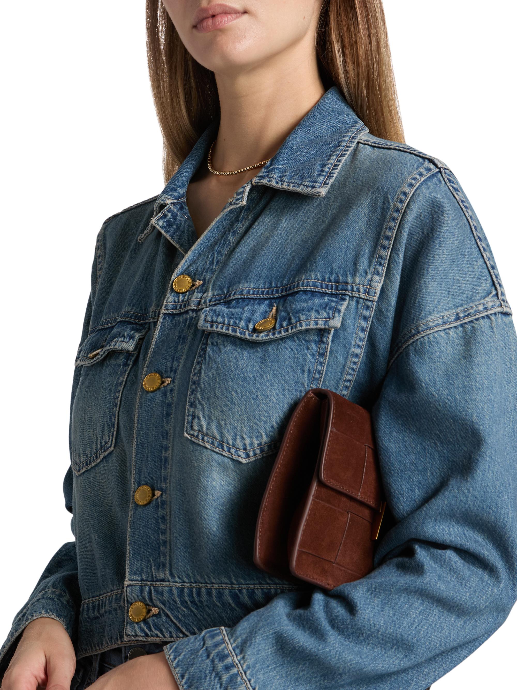 L'AGENCE Vianney Hi-Lo Cropped Denim Jacket | Saks Fifth Avenue