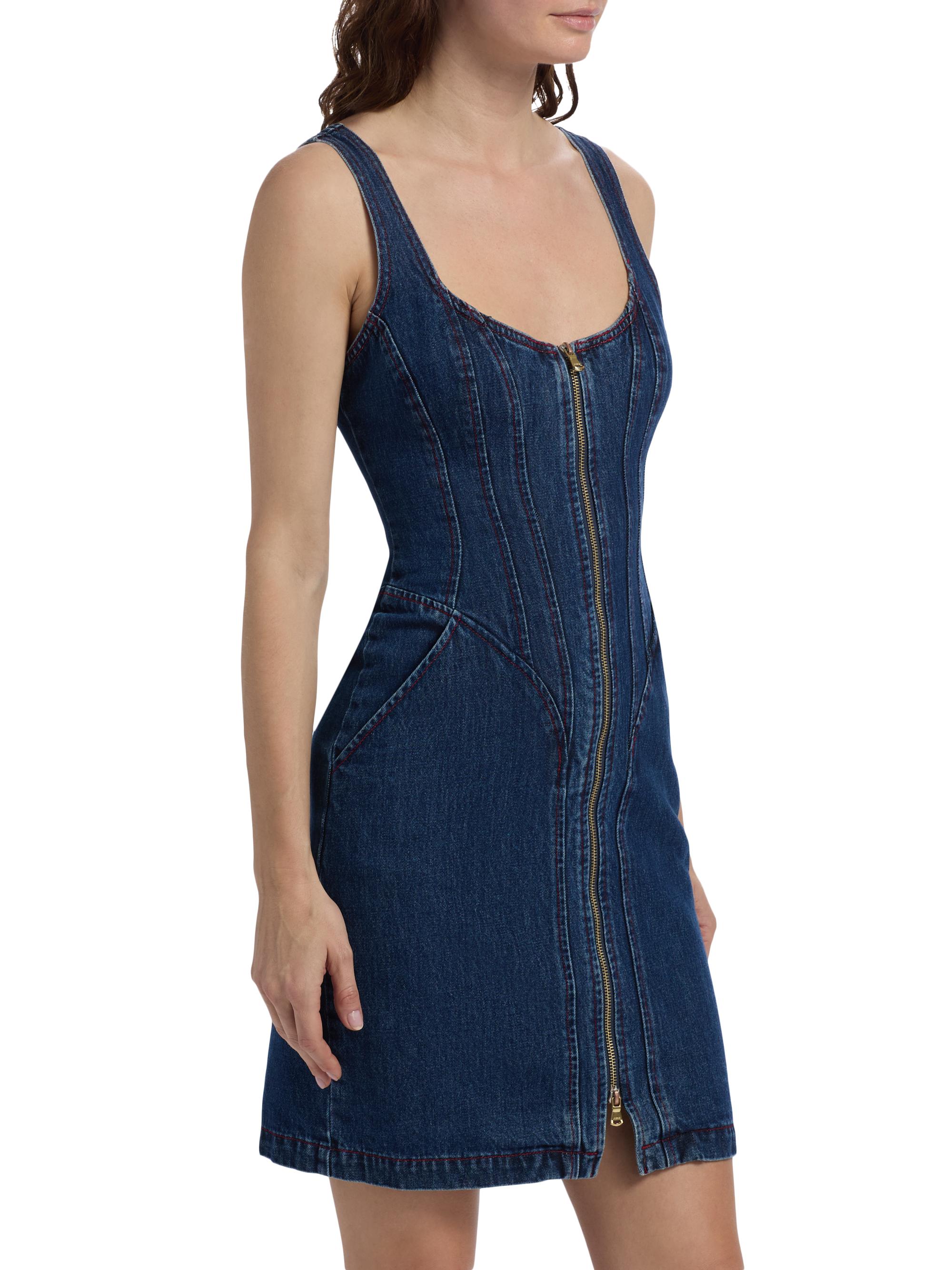 L'AGENCE Jaxyn Corset Denim Zip Dress | Saks Fifth Avenue