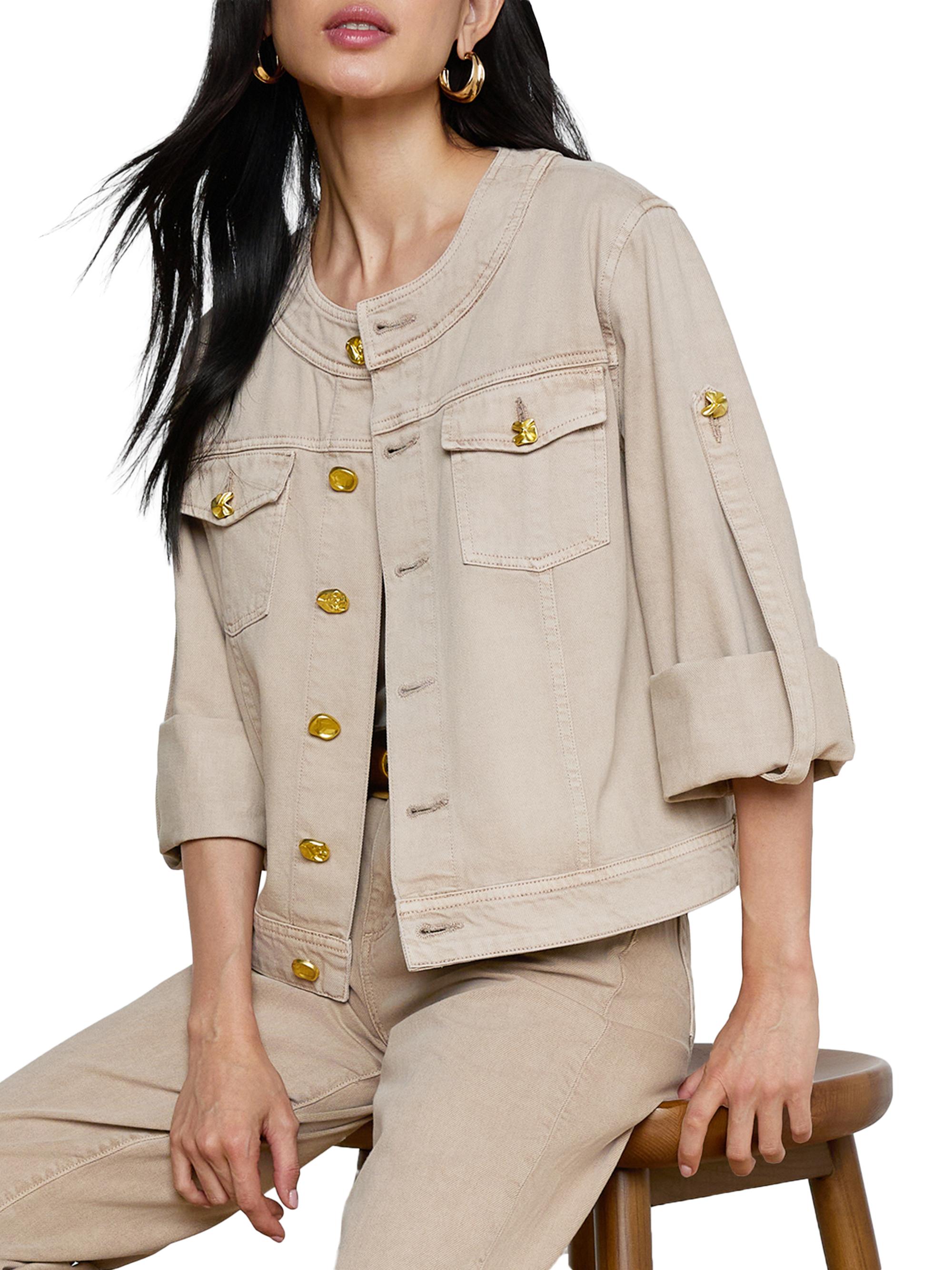 L'AGENCE Anouk Collarless Denim Jacket | Saks Fifth Avenue